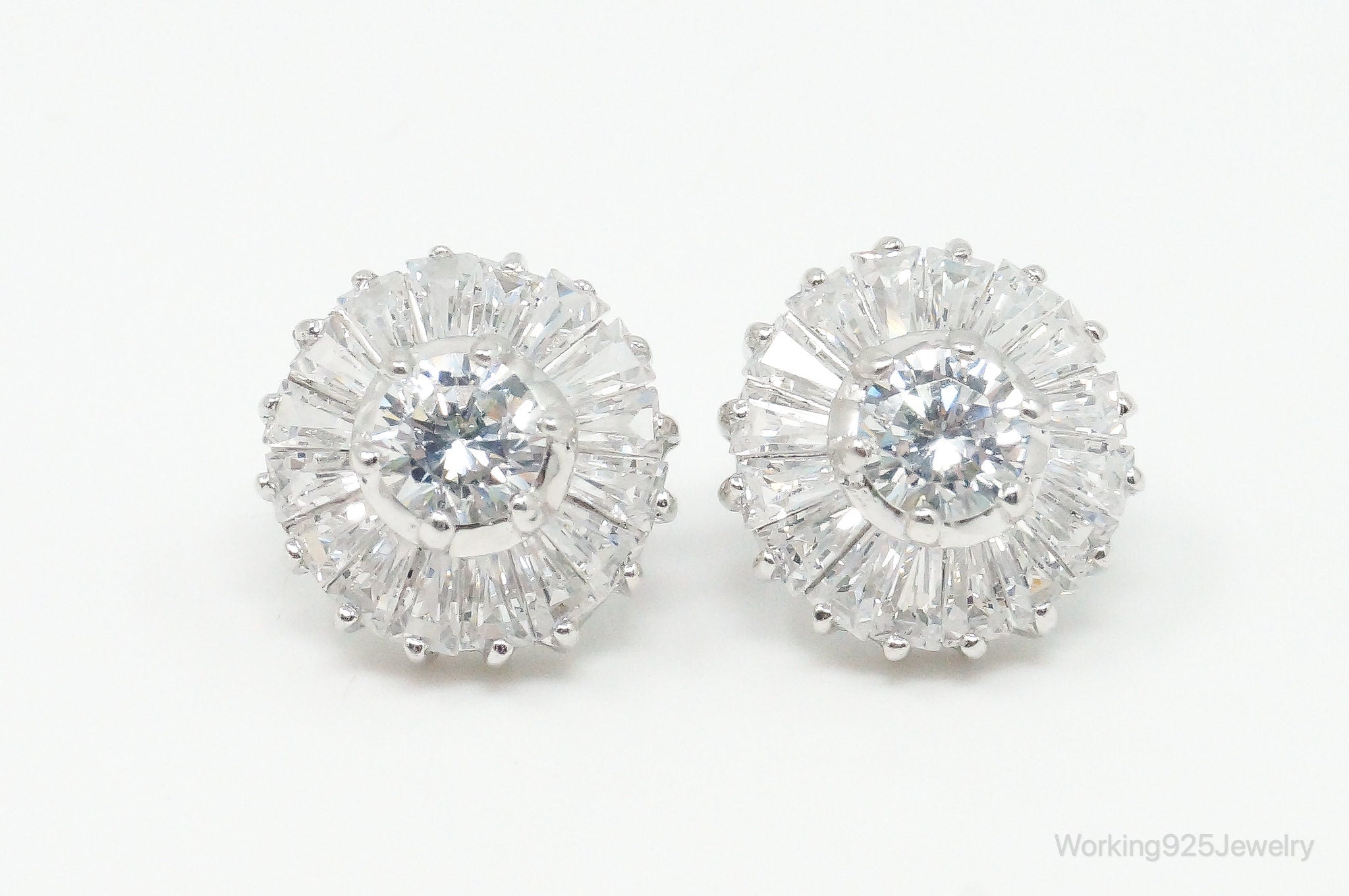 Designer Cubic Zirconia Sterling Silver Stud Post Earrings