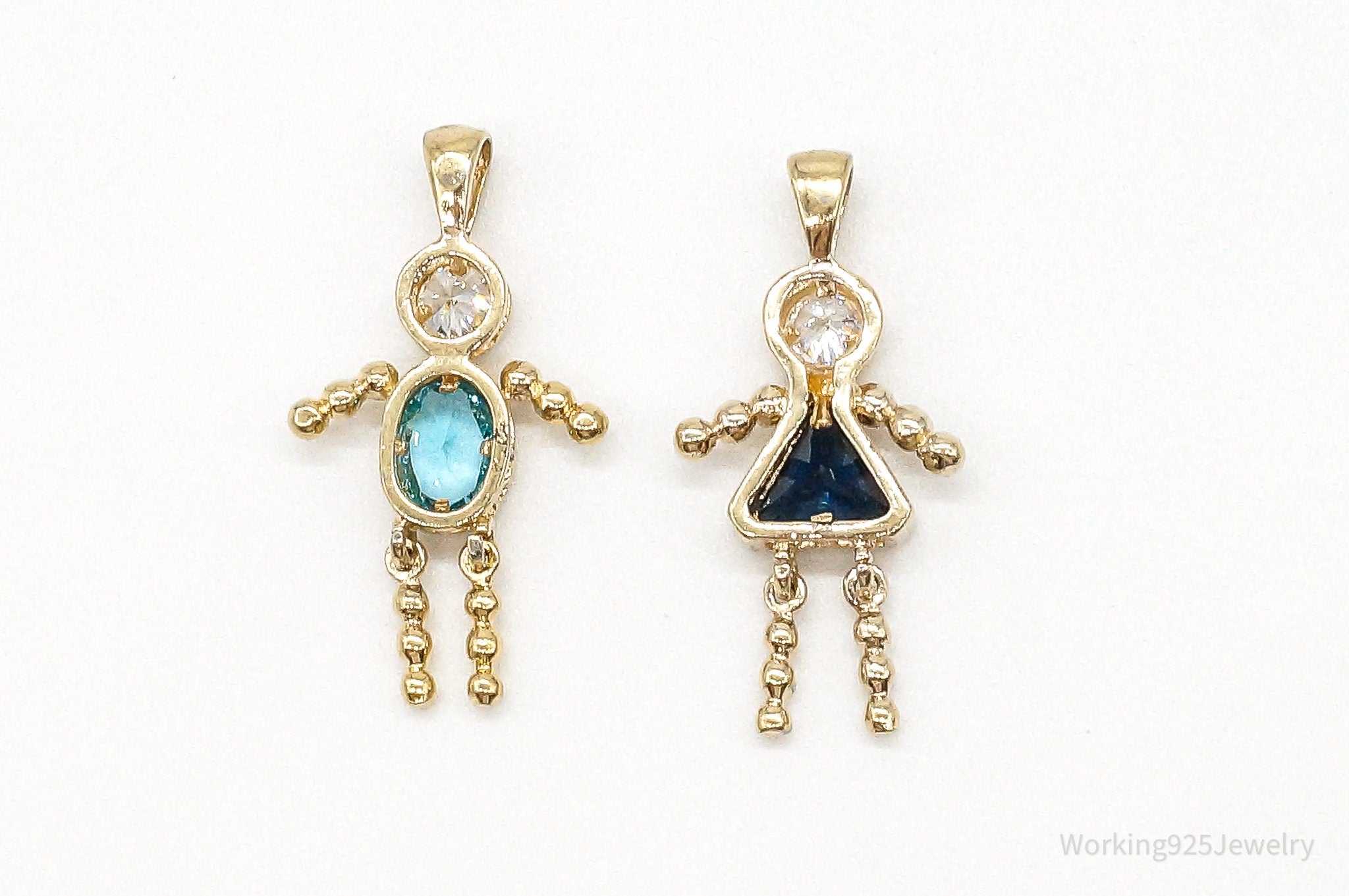 Gold Vermeil Cubic Zirconia Blue Topaz Sapphire Sterling Silver Pendants