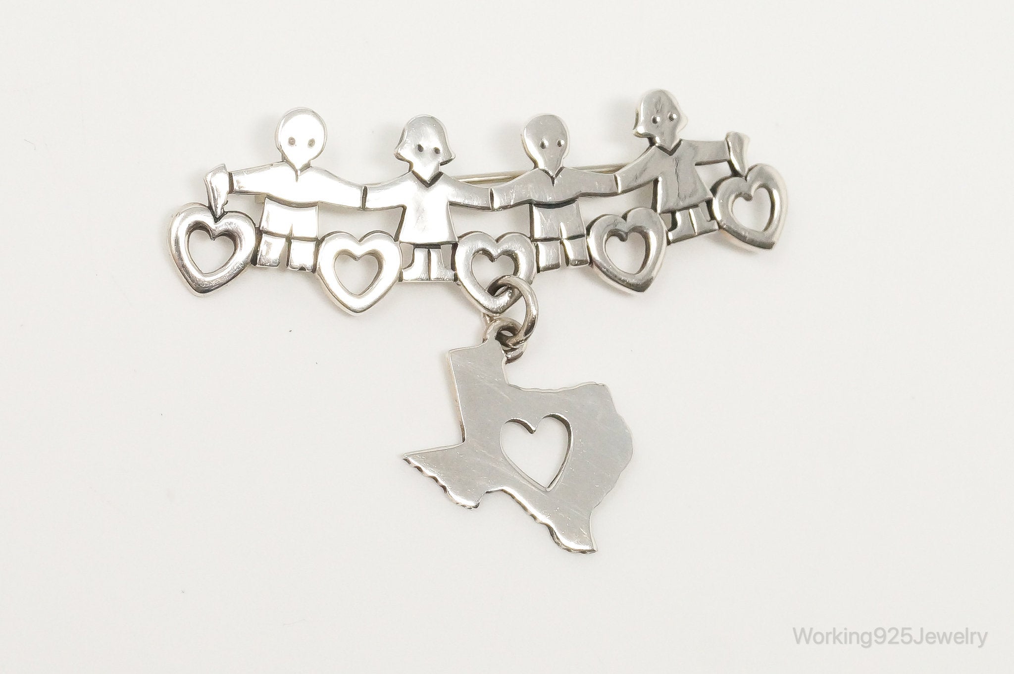 Designer James Avery Children Sterling Silver Brooch Pin & Texas Charm