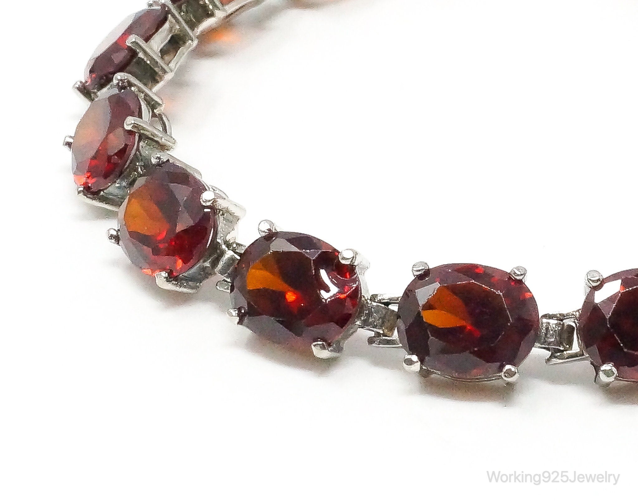 Vintage Garnet Sterling Silver Bracelet