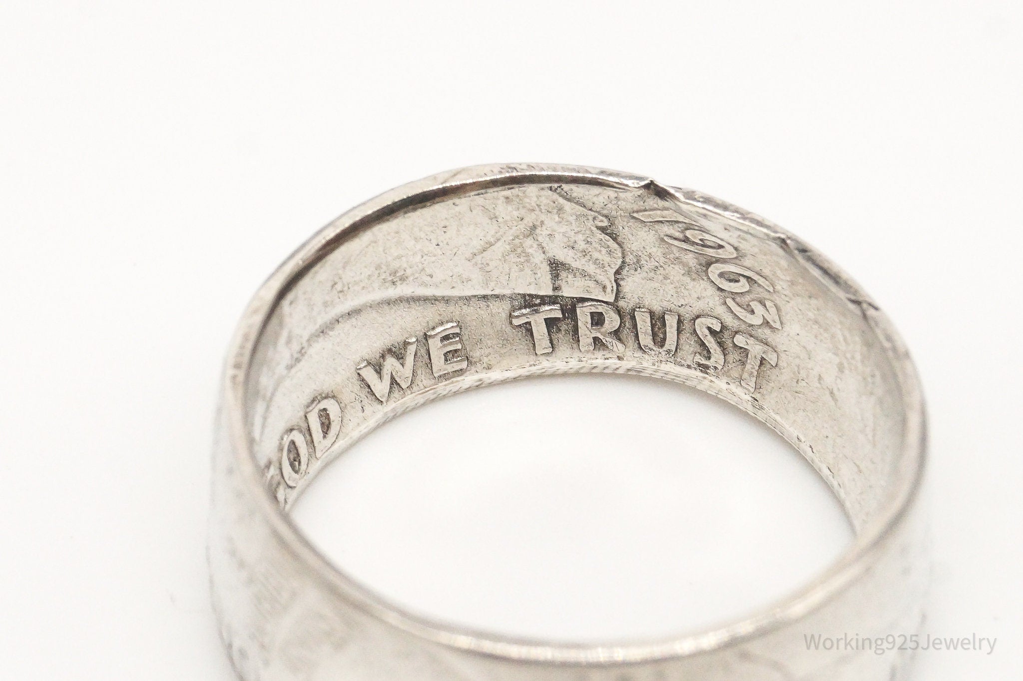 Vintage 1963 Half Dollar Silver Ring - Size 12