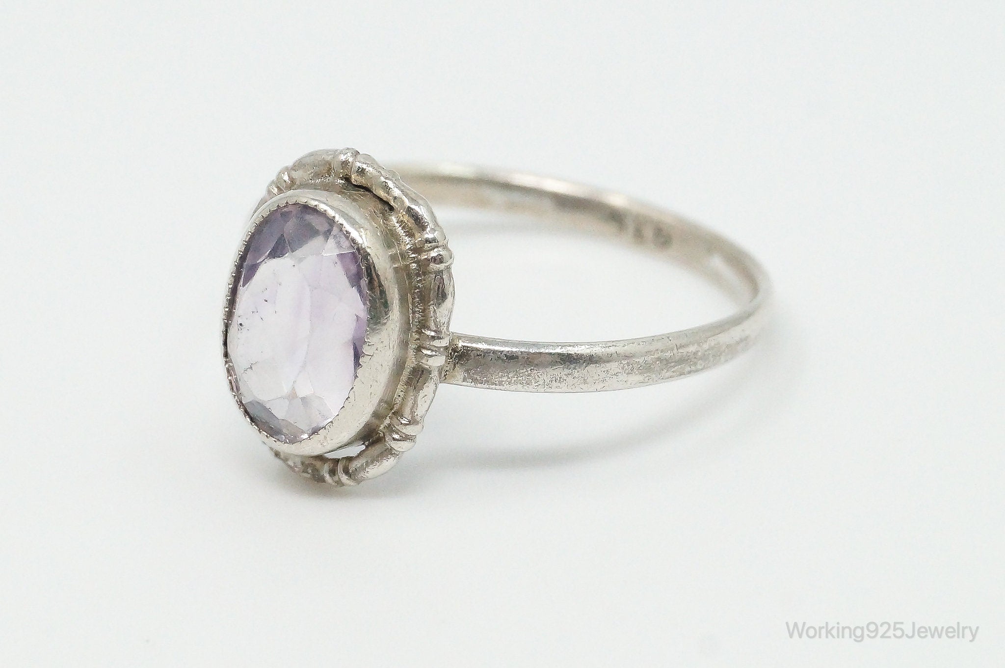 Antique Amethyst 835 Silver Ring - Size 7.75