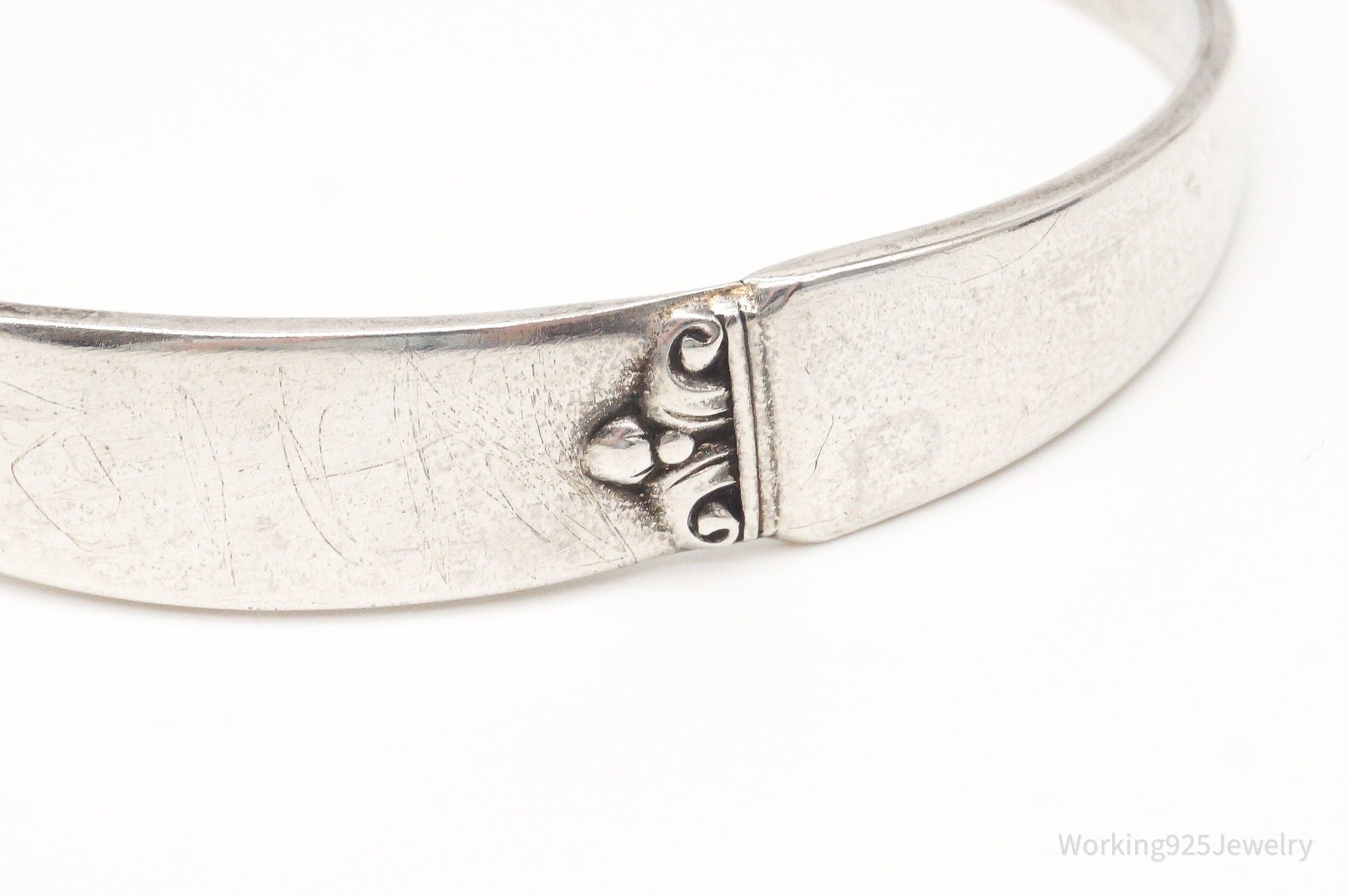 Antique Initials Name Plate Sterling Silver Cuff Bracelet