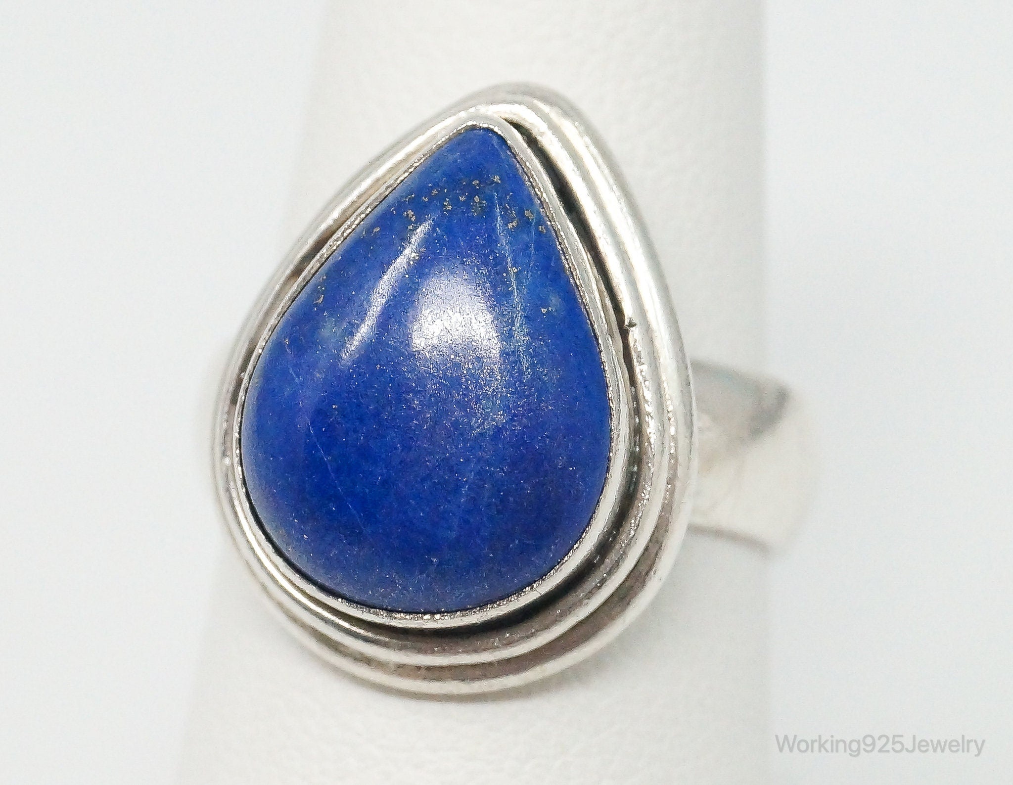 Vintage Lapis Lazuli Sterling Silver Ring - Size 6.25