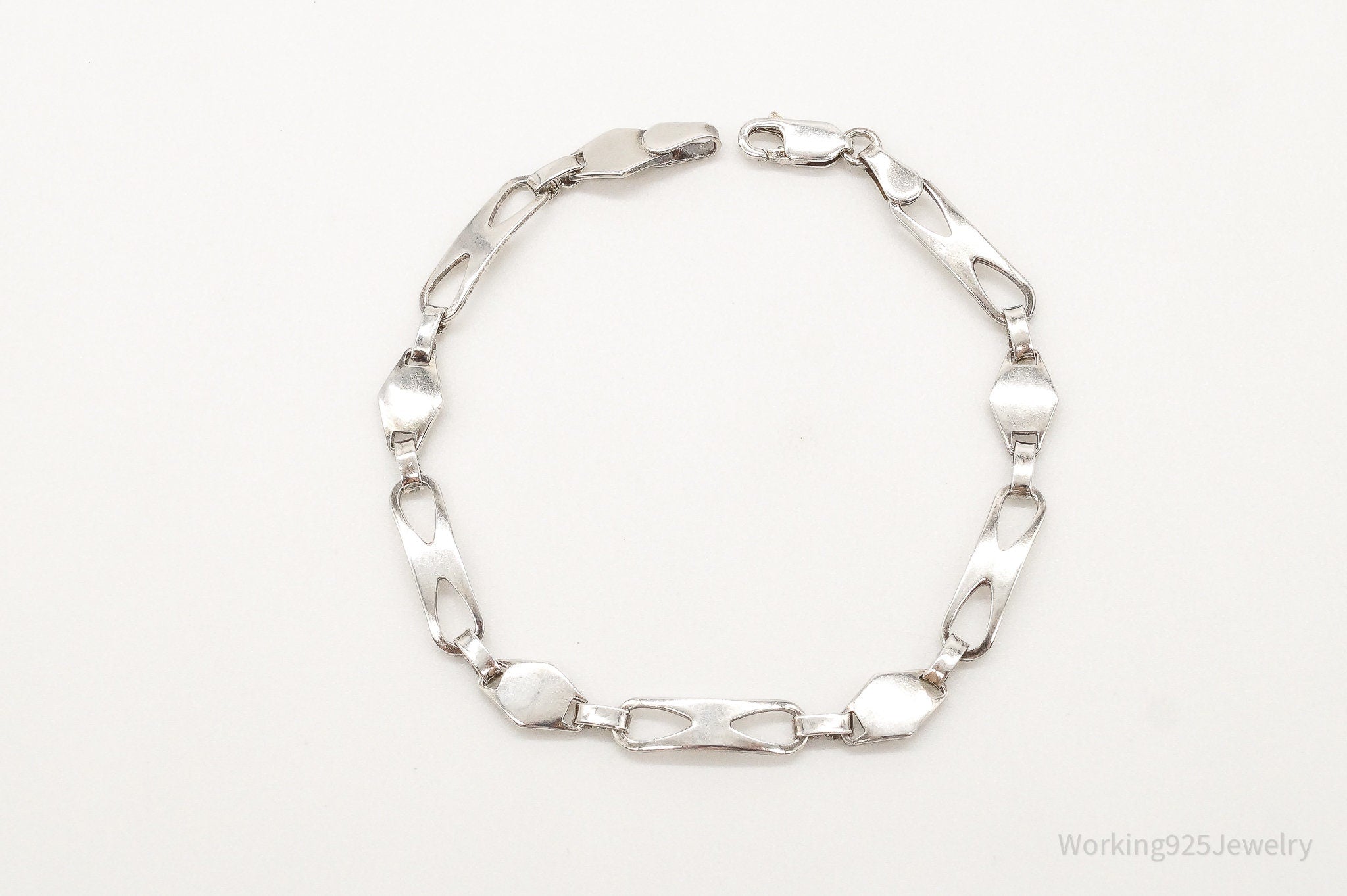 Vintage Designer IBB Modern Link Sterling Silver Bracelet