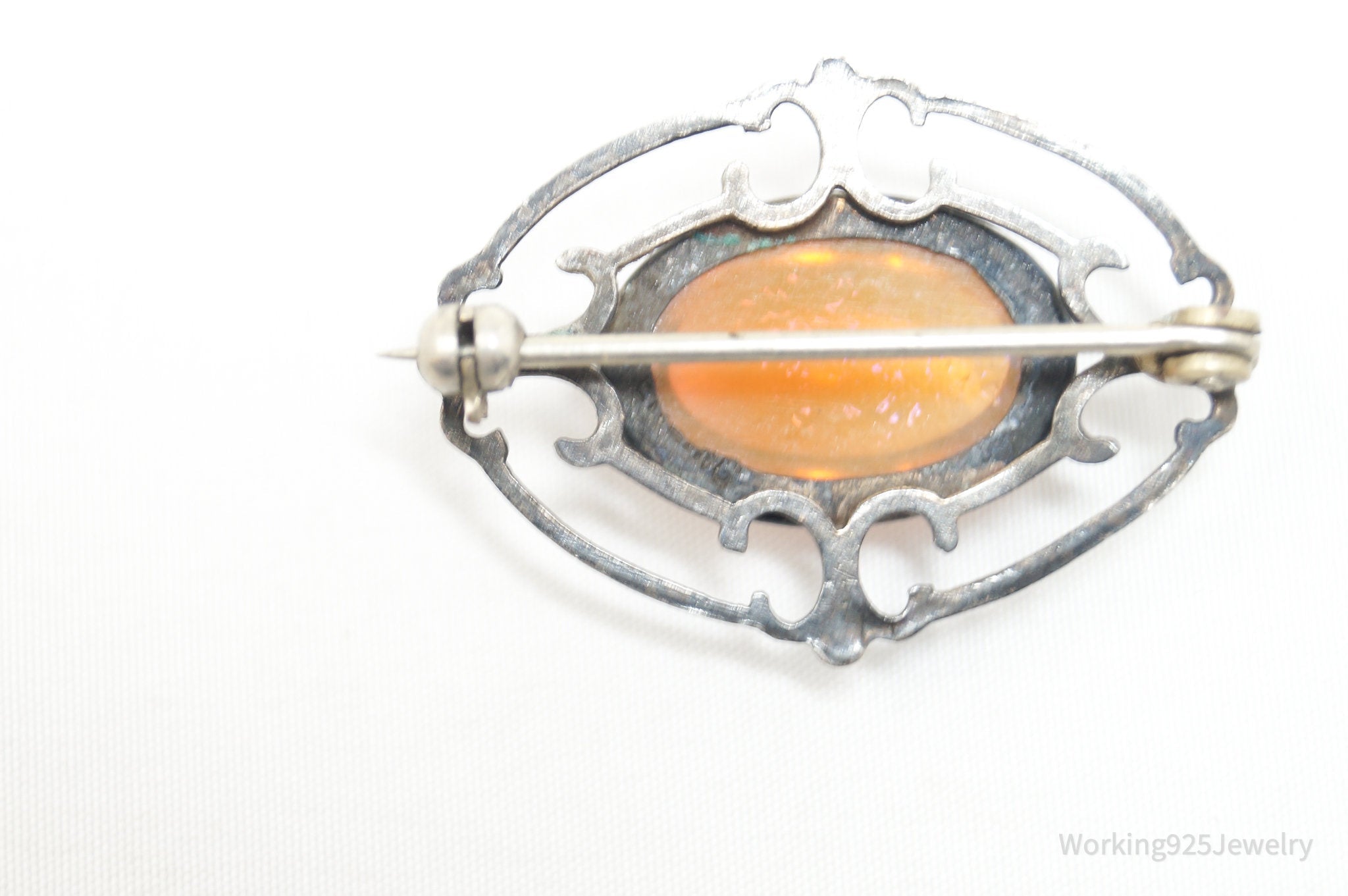 Antique Art Nouveau Wing Sterling Silver Brooch Pin