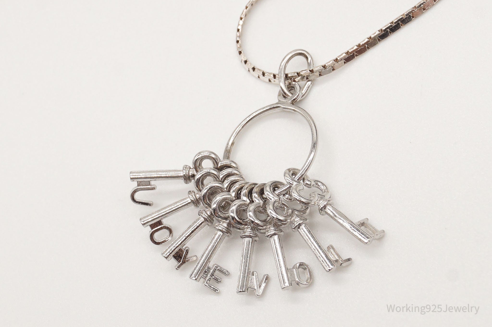 Vintage "I LOVE YOU" Key Charms Sterling Silver Necklace