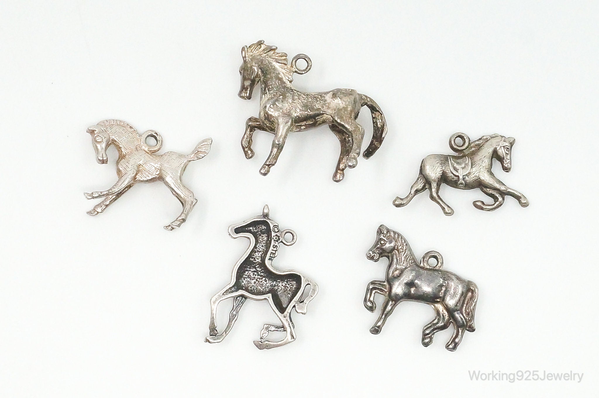 Vintage Antique Horses Sterling Silver Charms