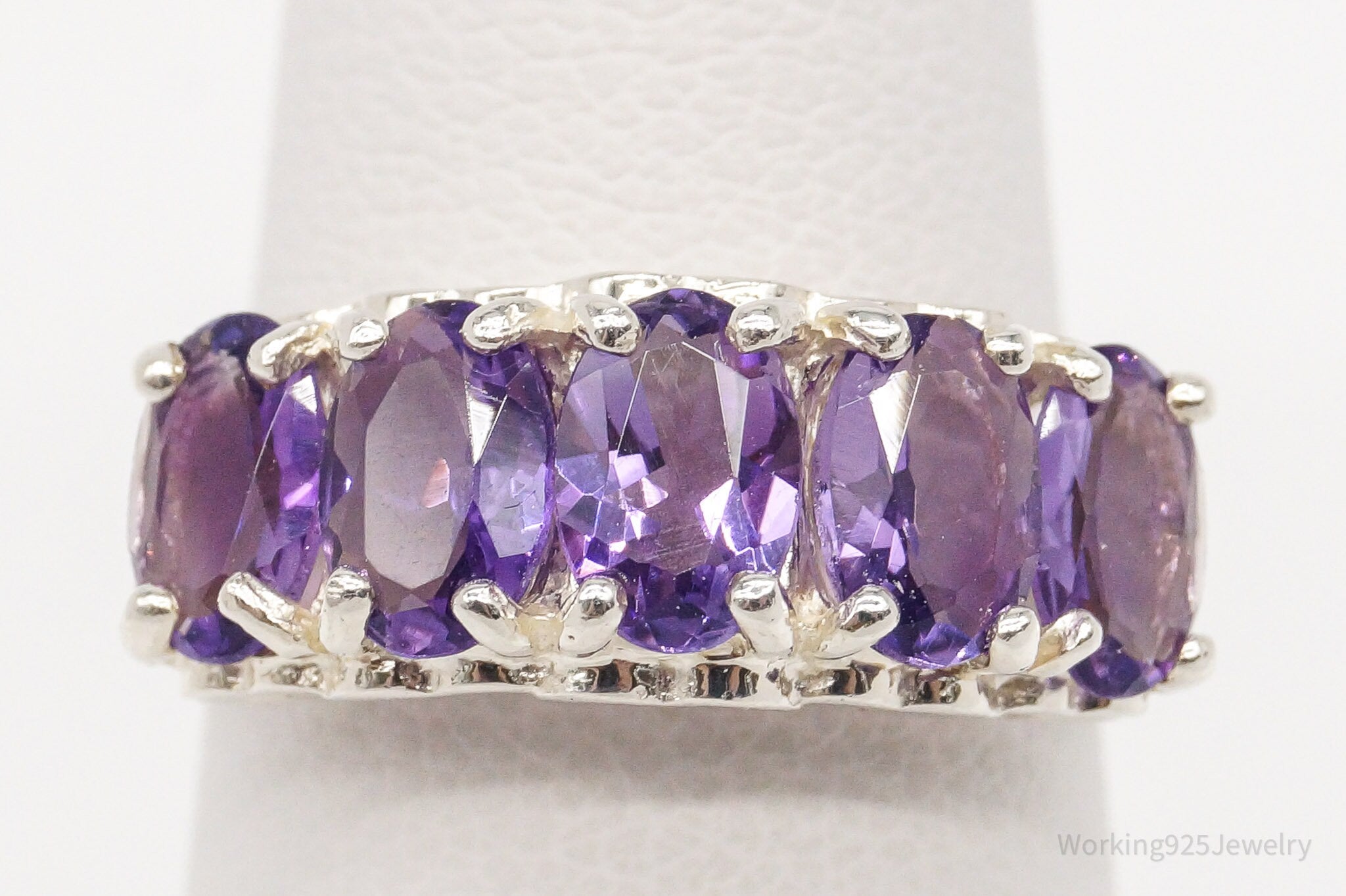 Vintage CNA Amethyst Sterling Silver Ring - Size 4.75