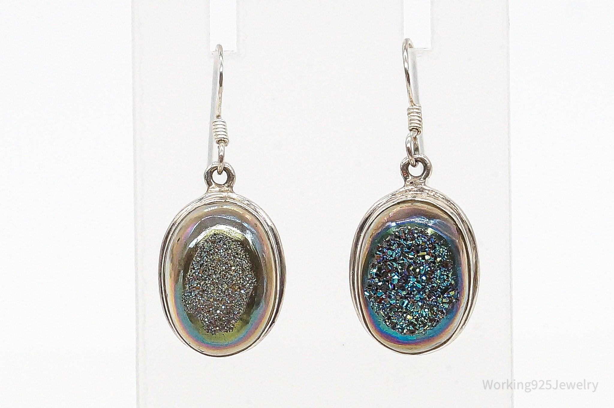 Vintage Druzy Quartz Sterling Silver Earrings