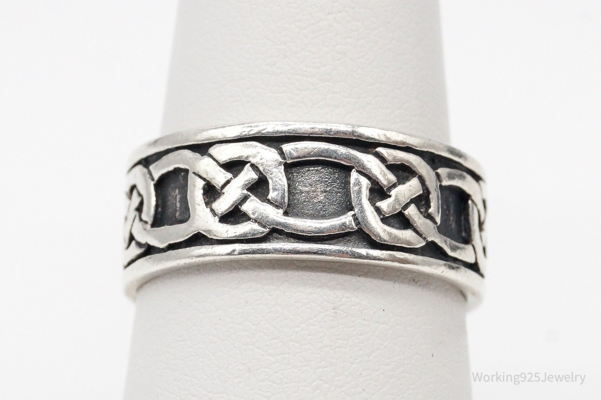 Vintage Celtic Knot Sterling Silver Band Ring Size 7.5