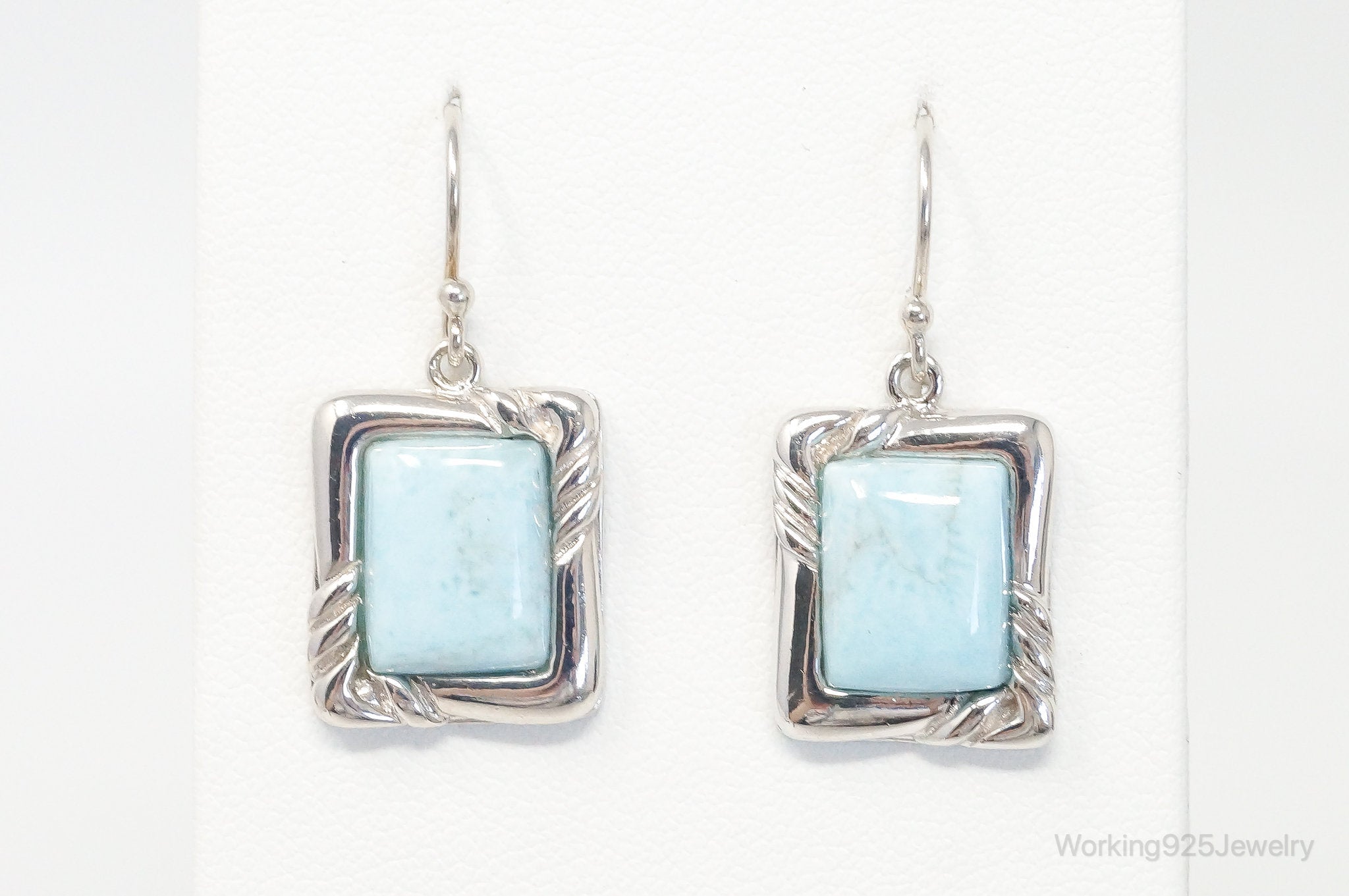 Designer BBJ Blue Larimar Sterling Silver Earrings