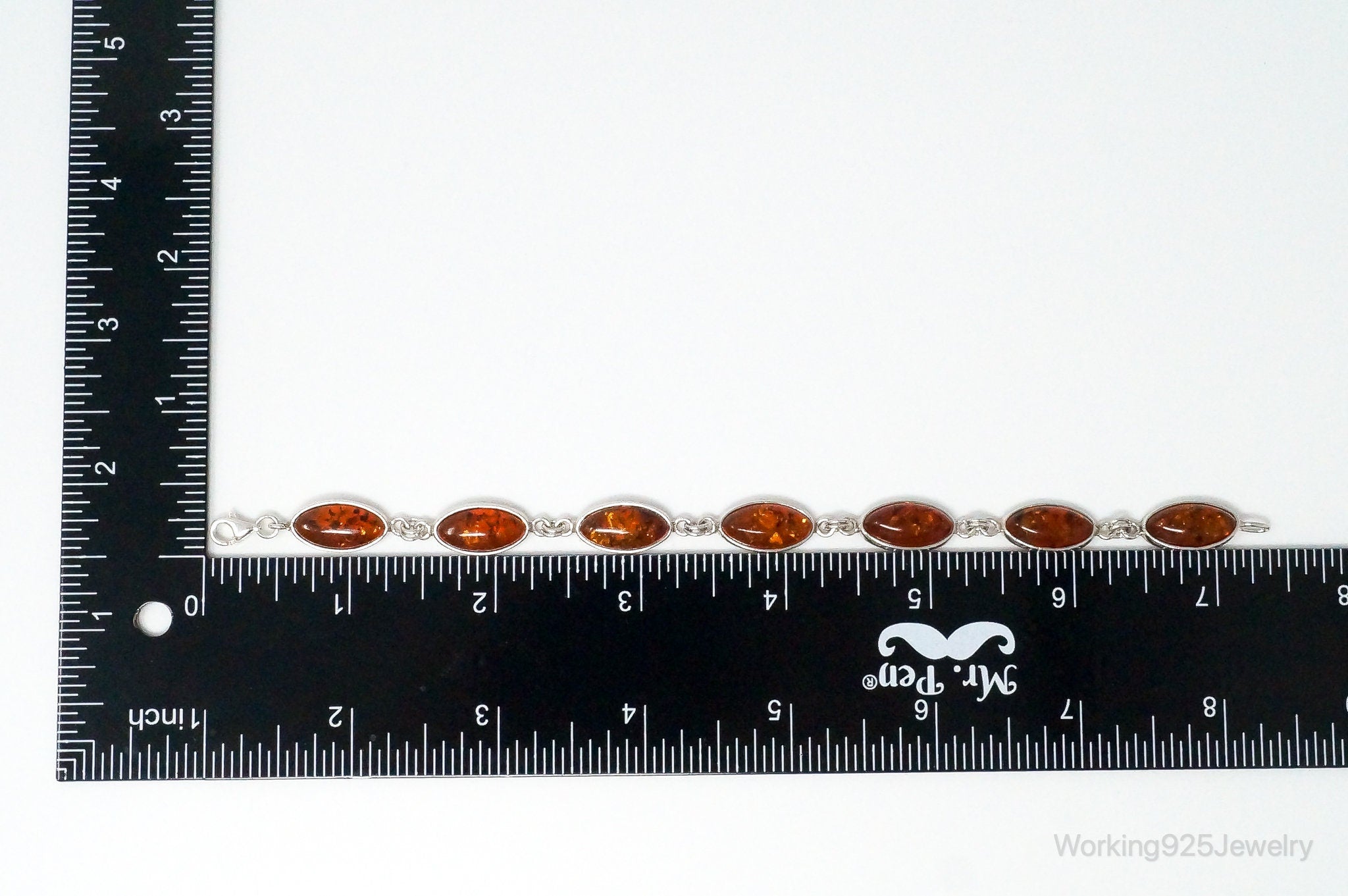 Vintage Baltic Amber Sterling Silver Bracelet