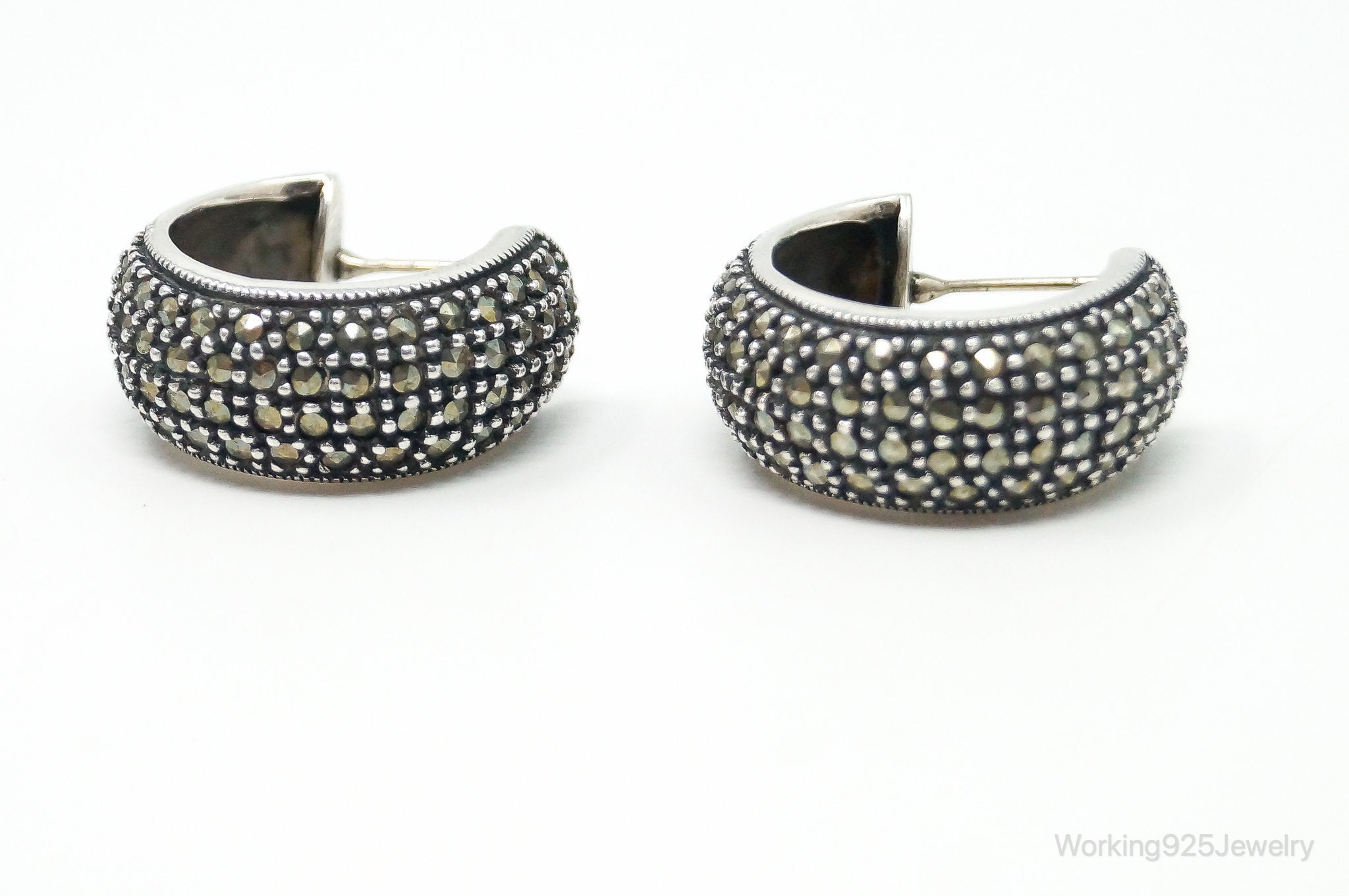 Designer Judith Jack Marcasite Sterling Silver Earrings