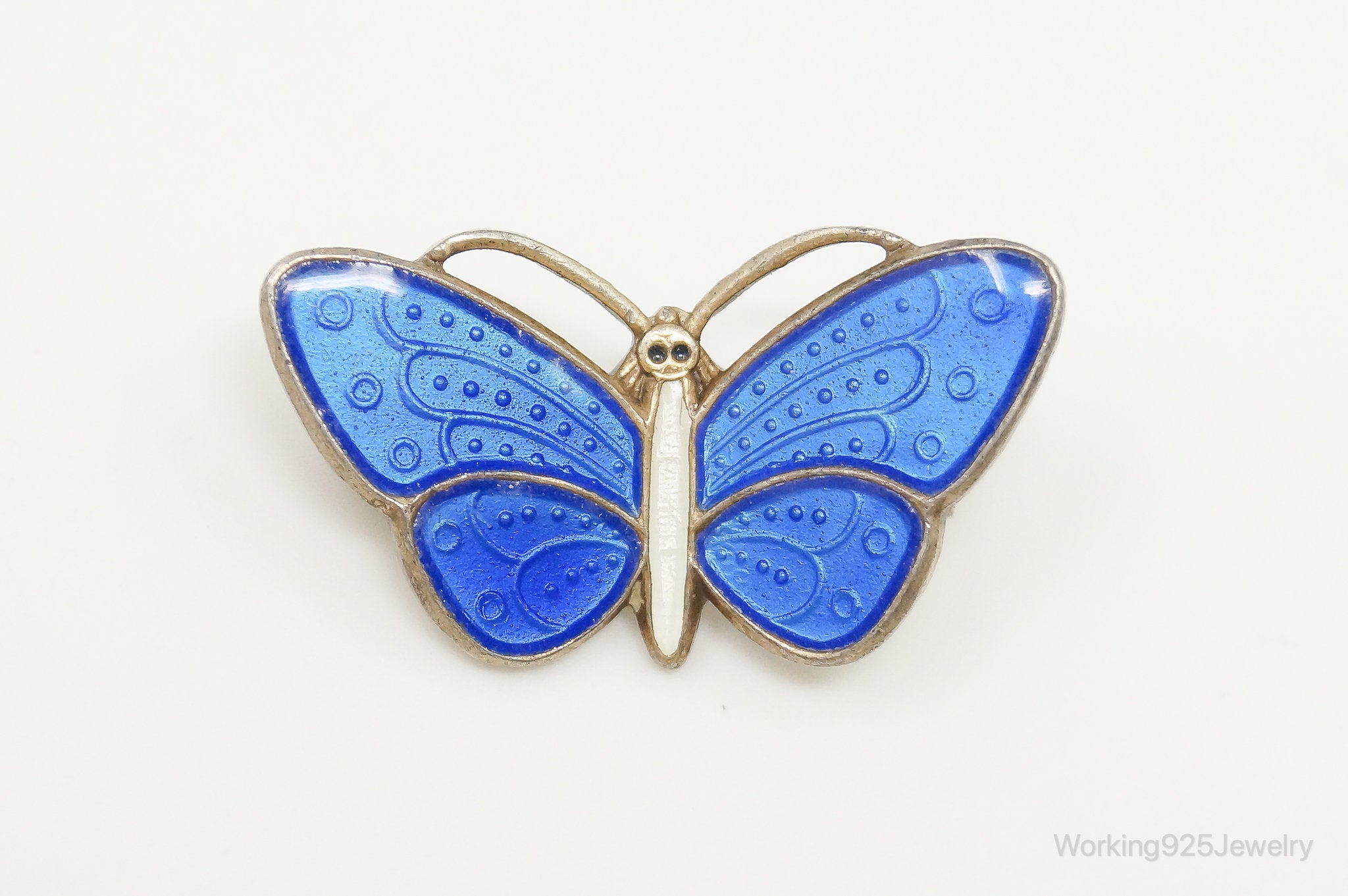 VTG Norway Aksel Holmsen Butterfly Enamel Gold Wash Sterling Silver Pin Brooch