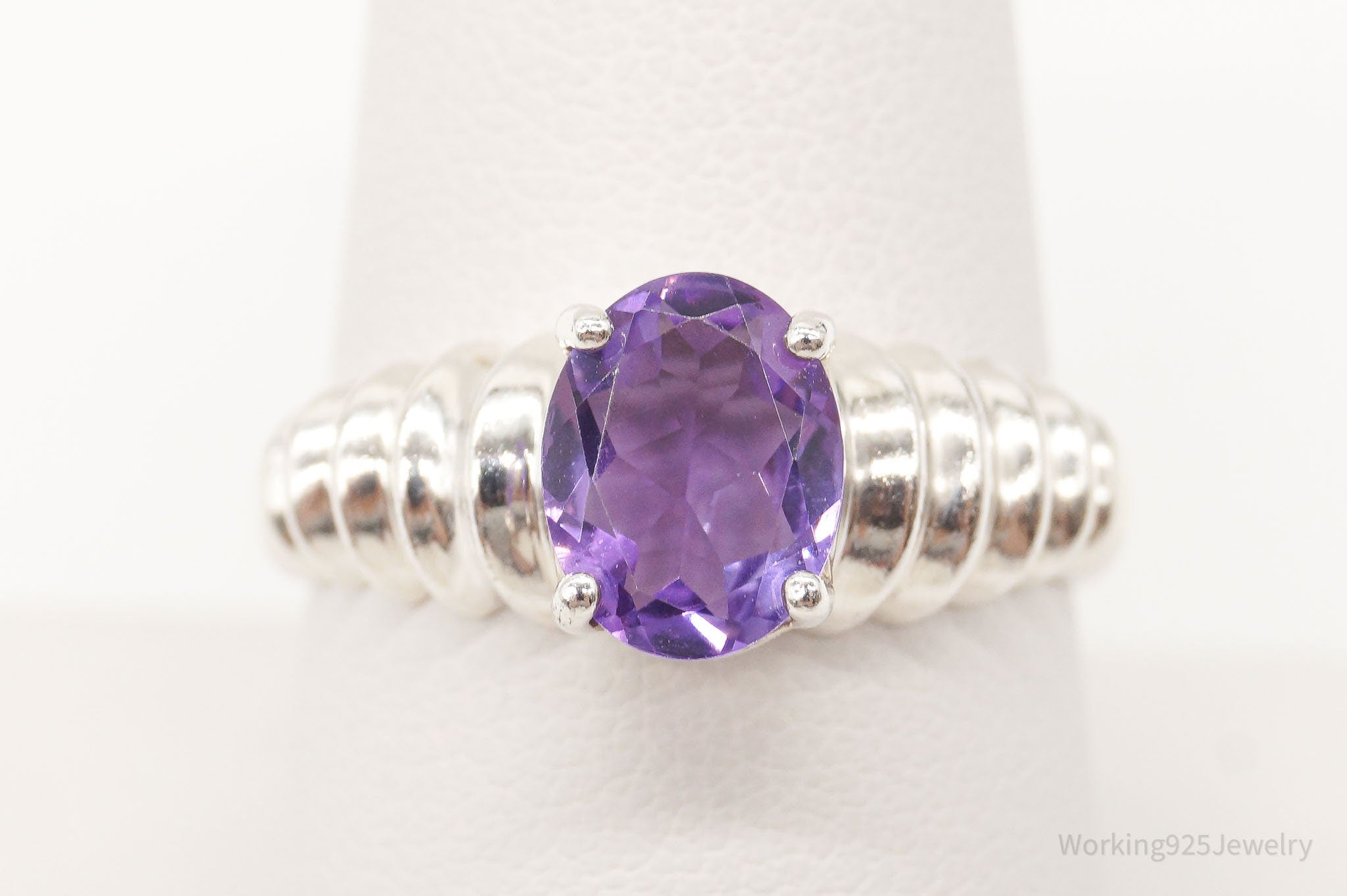 Vintage Amethyst Sterling Silver Ring - Size 9