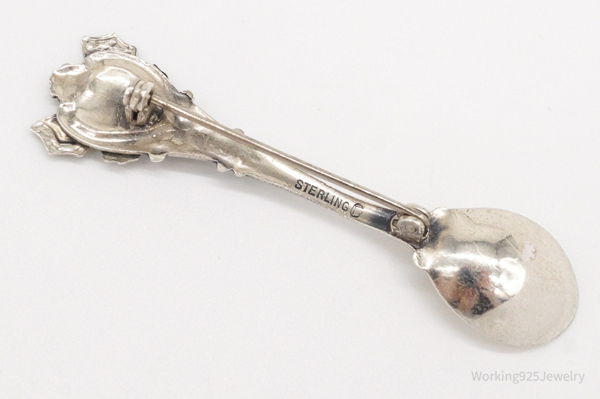 Antique Butterfly Sterling Silver Spoon Brooch Pin