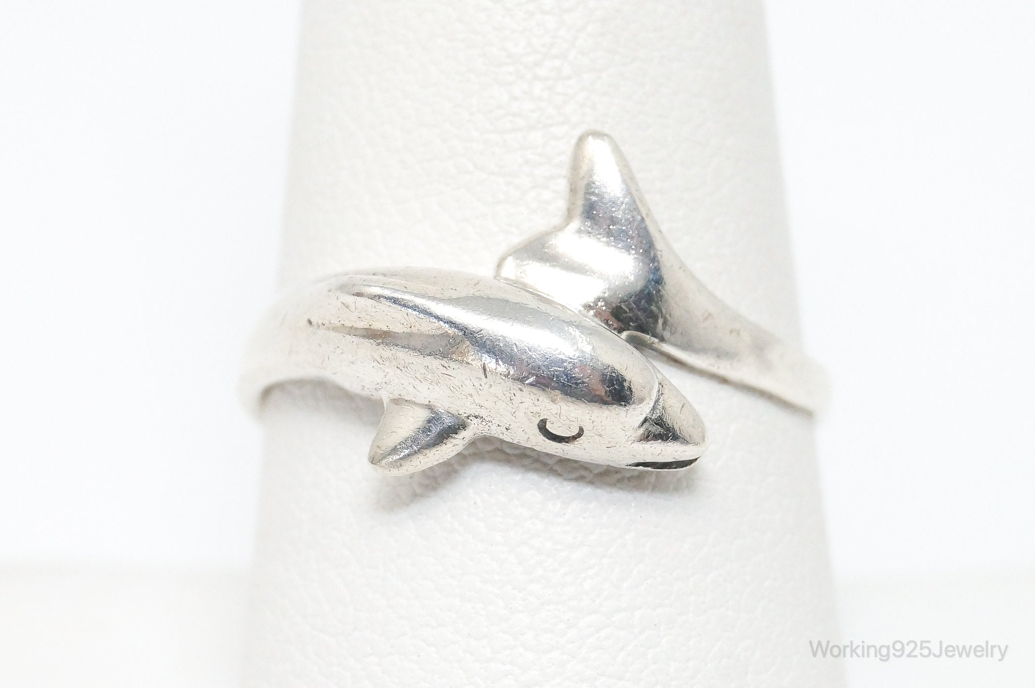 Vintage Dolphin Sterling Silver Wrap Ring - Size 6