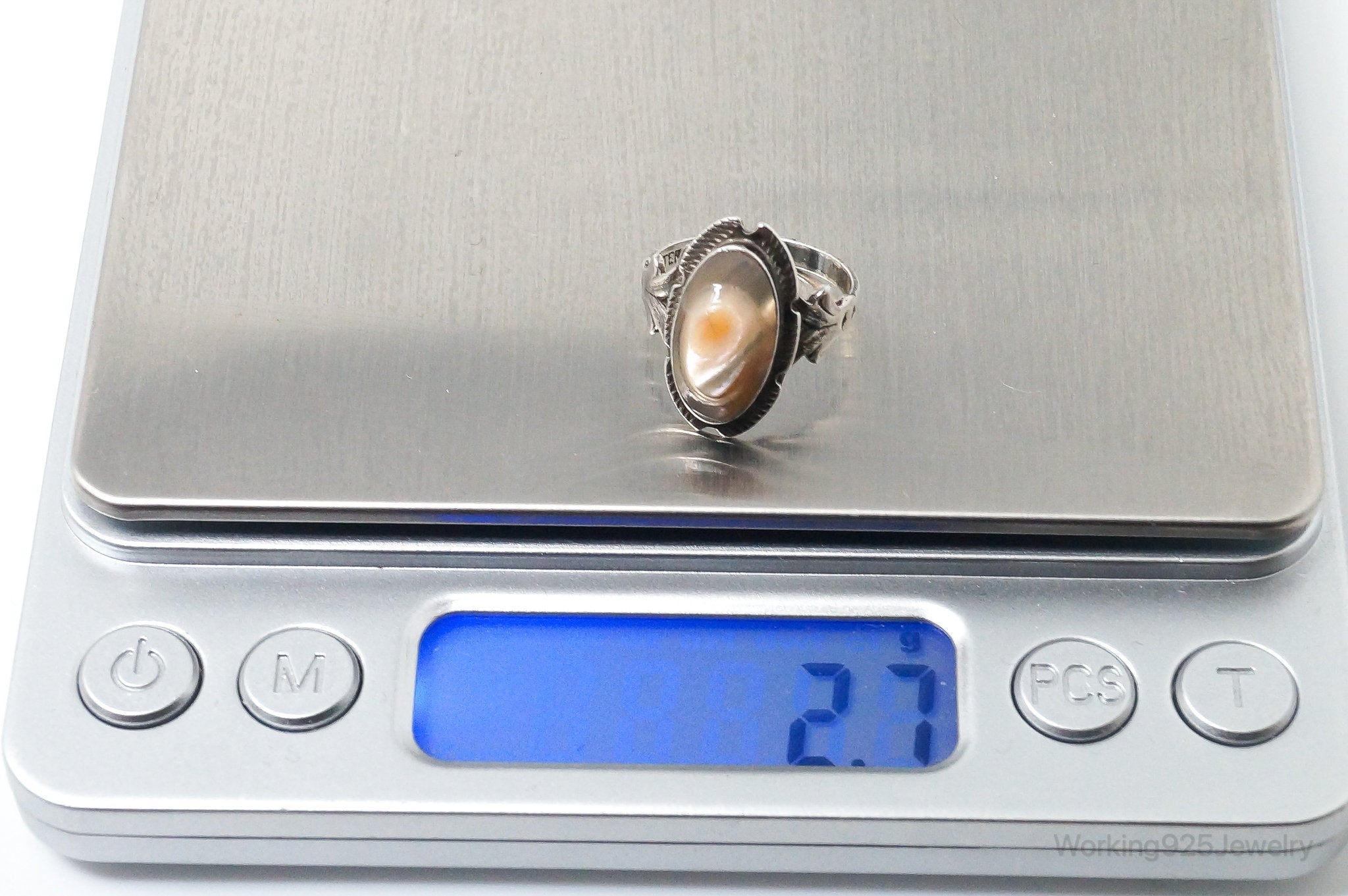 Antique Shell Sterling Silver Ring - SZ 5