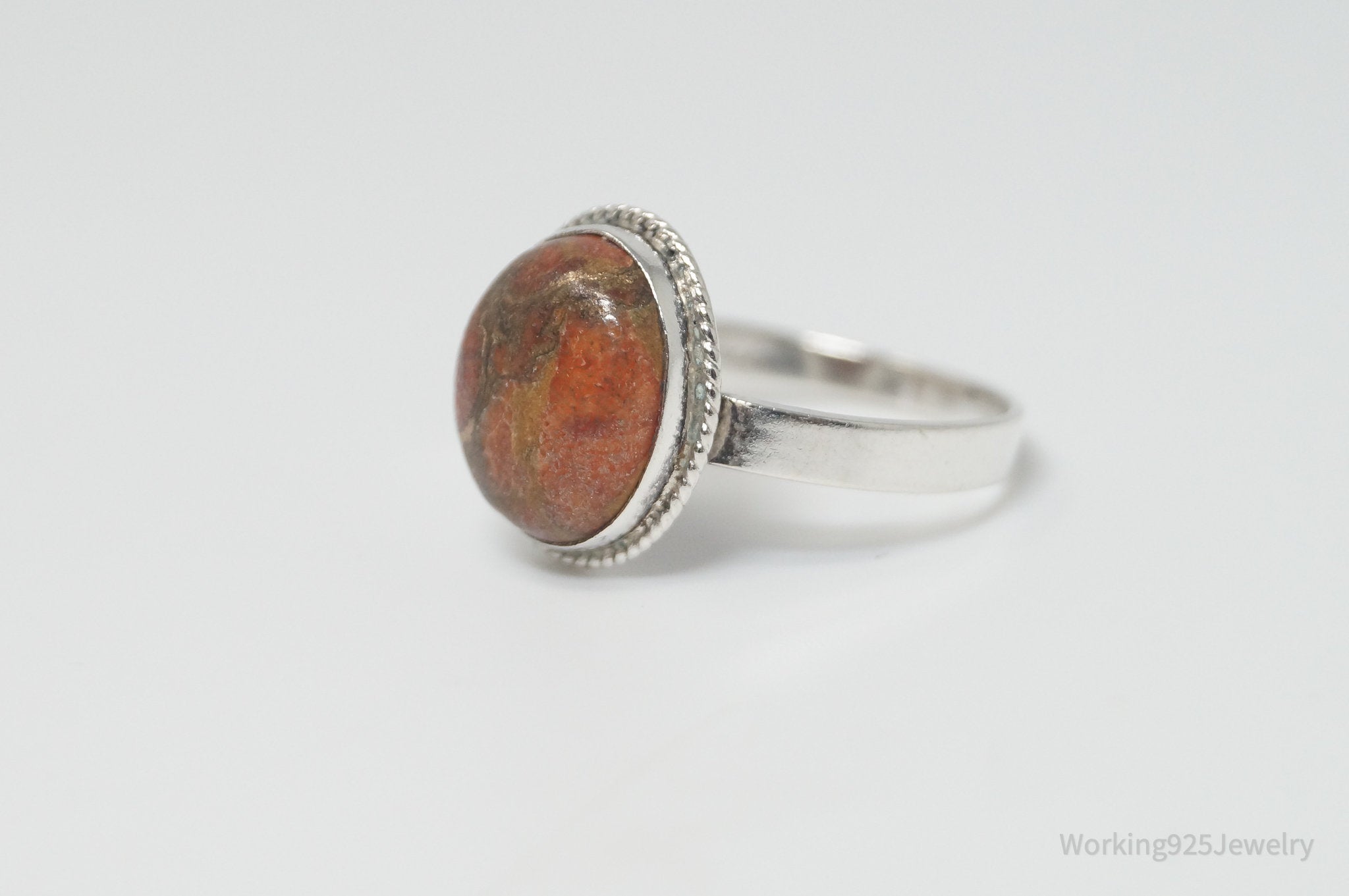 Vintage Jasper Southwestern Sterling Silver Ring - Sz 9