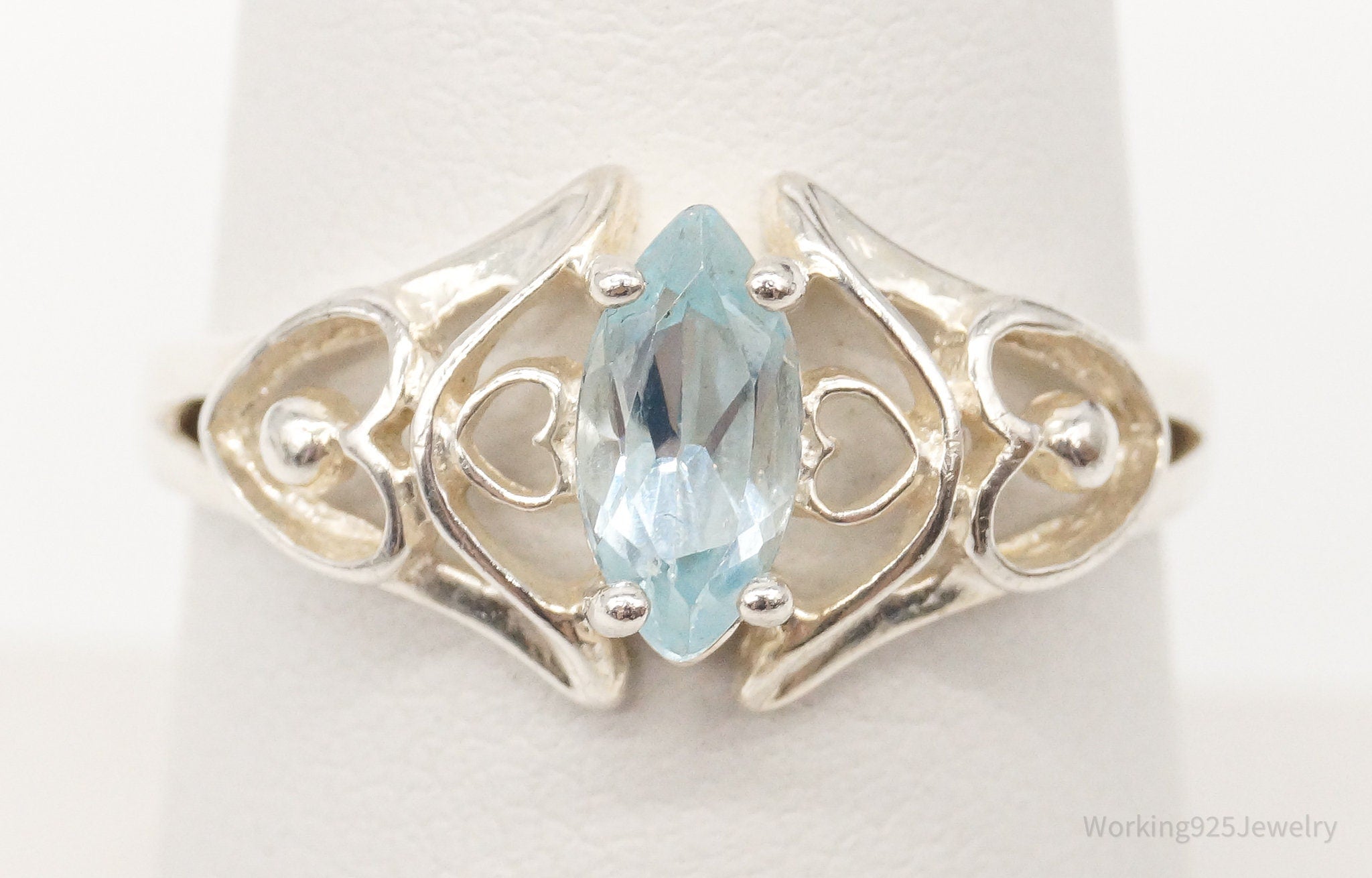 Vintage Blue Topaz Sterling Silver Ring - Size 7.25