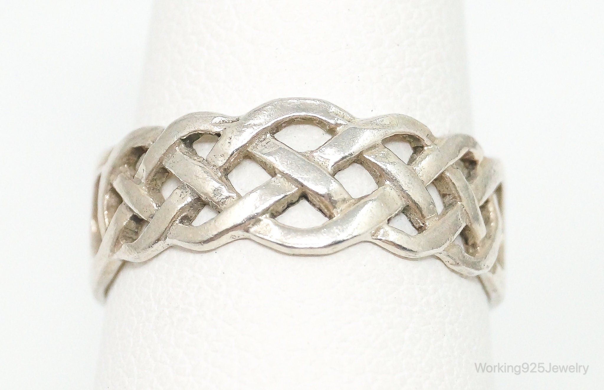 Vintage Celtic Knot Design Sterling Silver Band Ring - Size 6.5