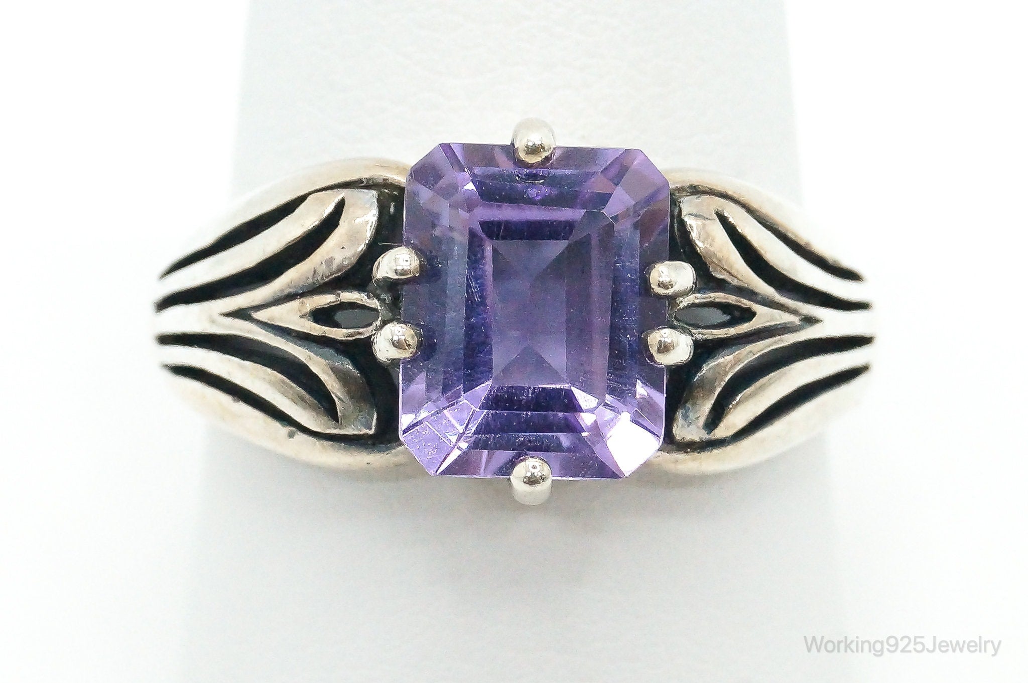 Designer CNA Amethyst Sterling Silver Ring - Size 10