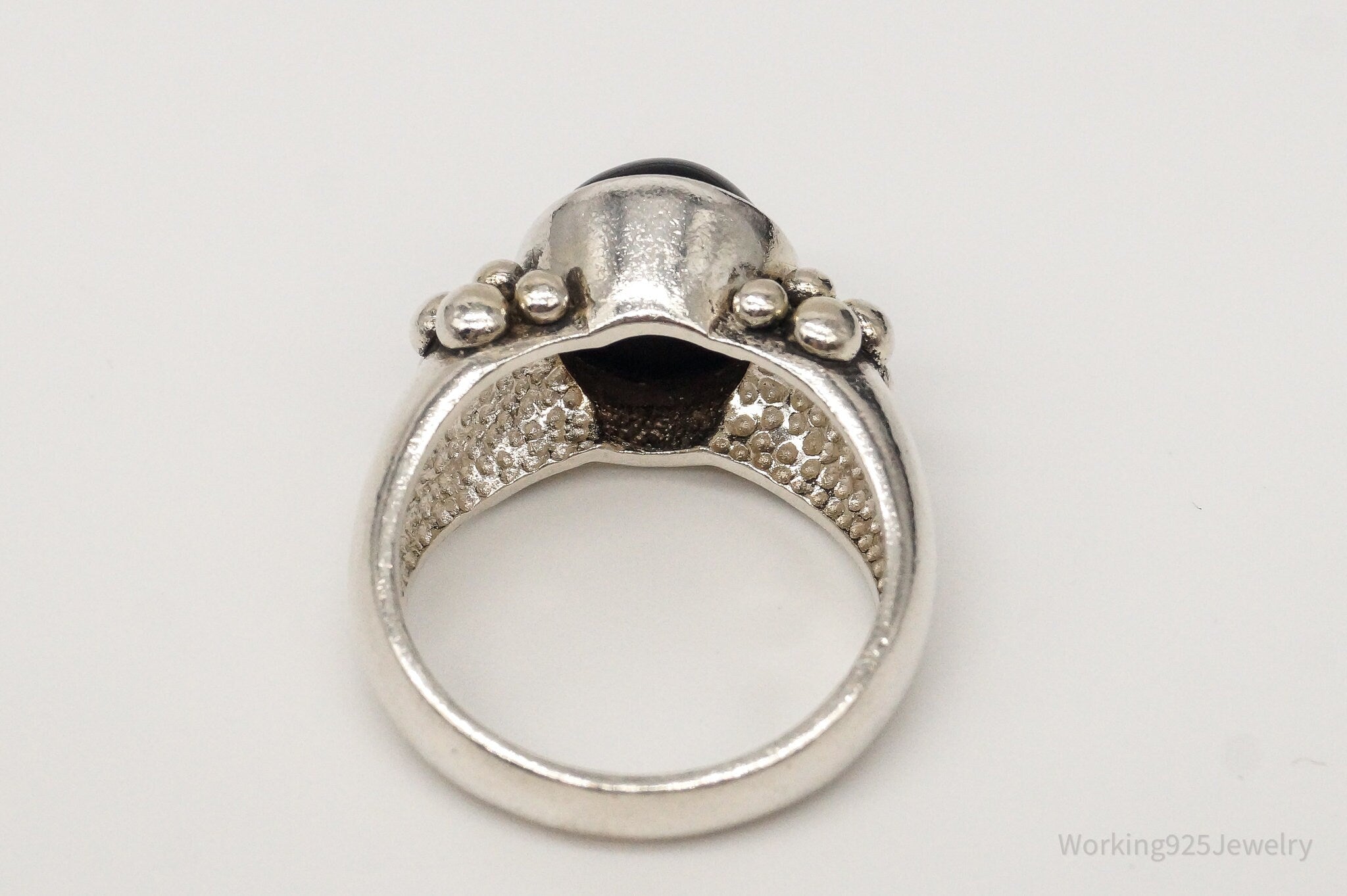 Vintage Black Onyx Sterling Silver Ring - Size 8