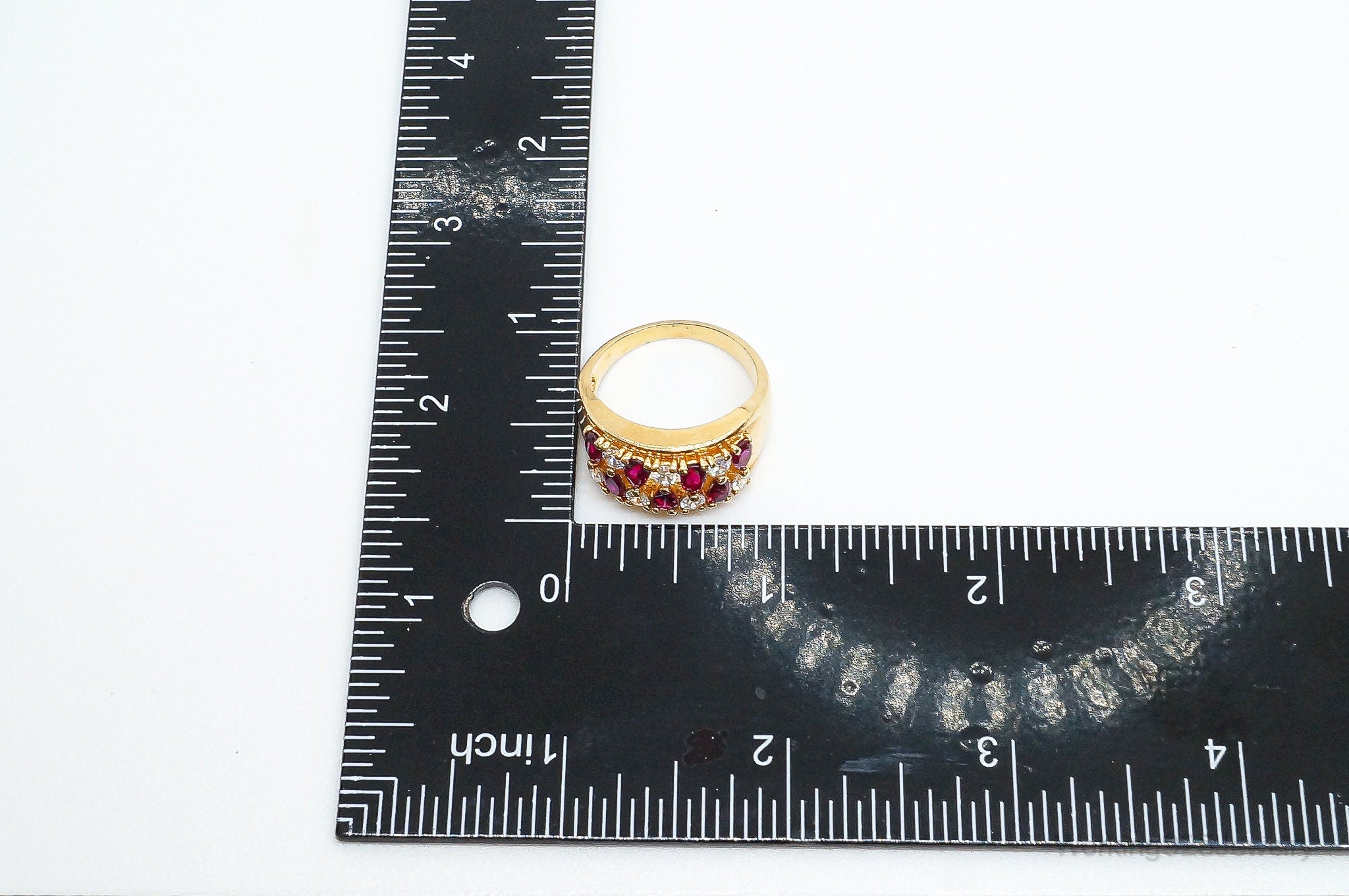 Designer Ross Simons Lab Ruby CZ Gold Vermeil Sterling Silver Ring SZ 10