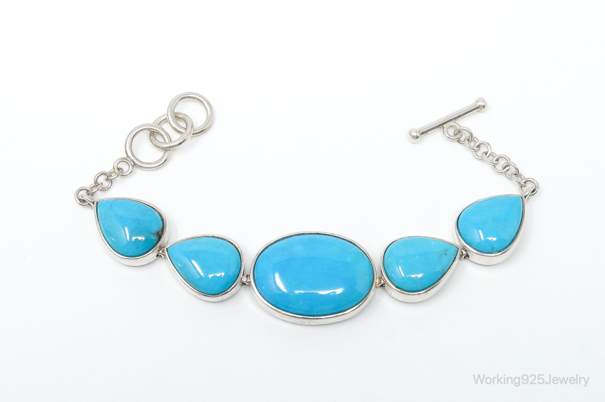 Designer Whitney Kelly Turquoise Southwestern Sterling Silver Toggle Bracelet