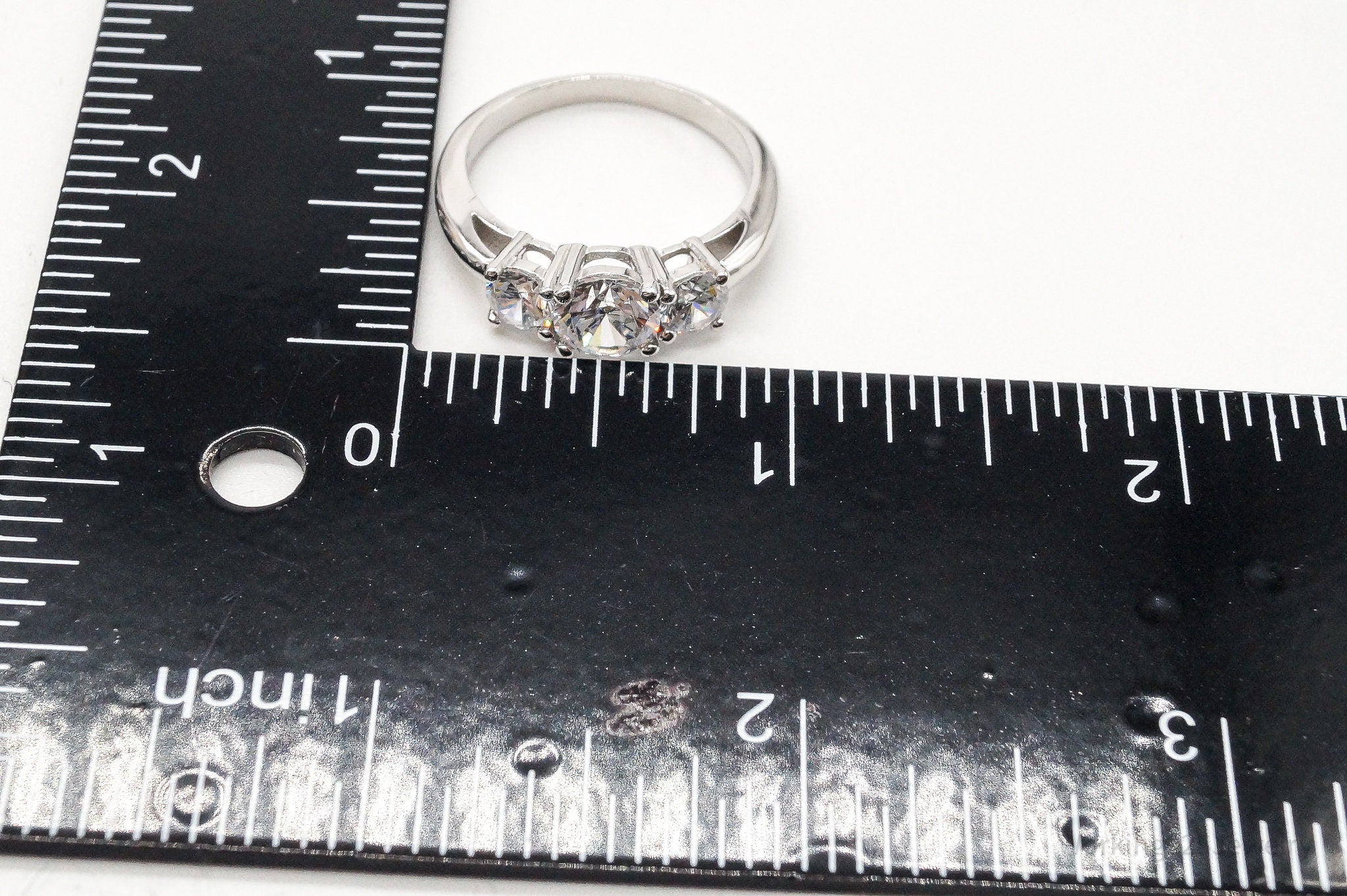 Vintage Cubic Zirconia Sterling Silver Ring - Size 10