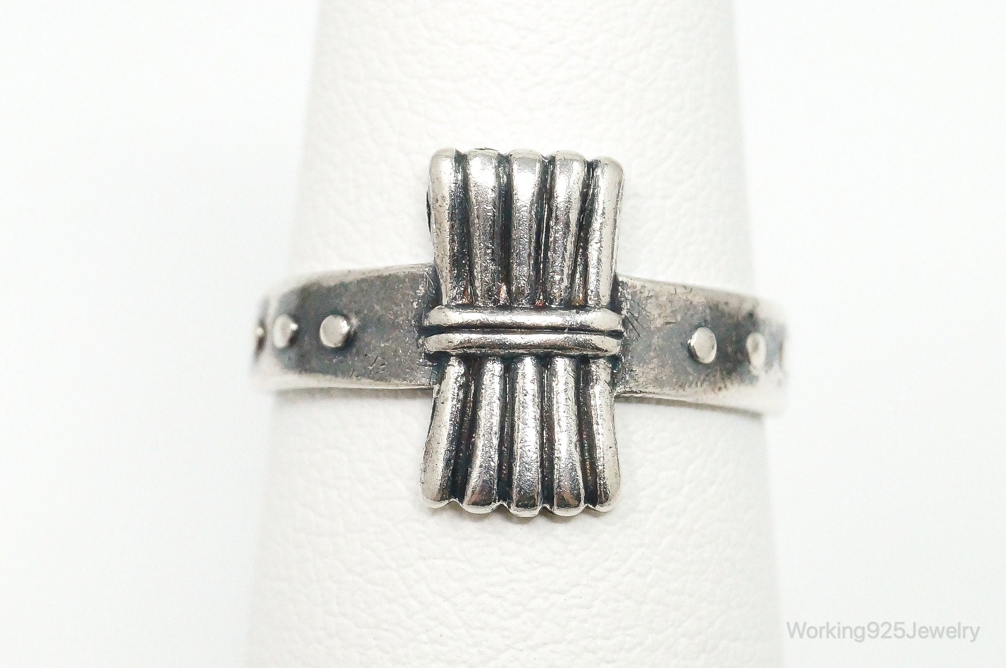 Antique Designer J.J. White Mfg Co Campfire Girls Sterling Silver Ring -Size 5.5