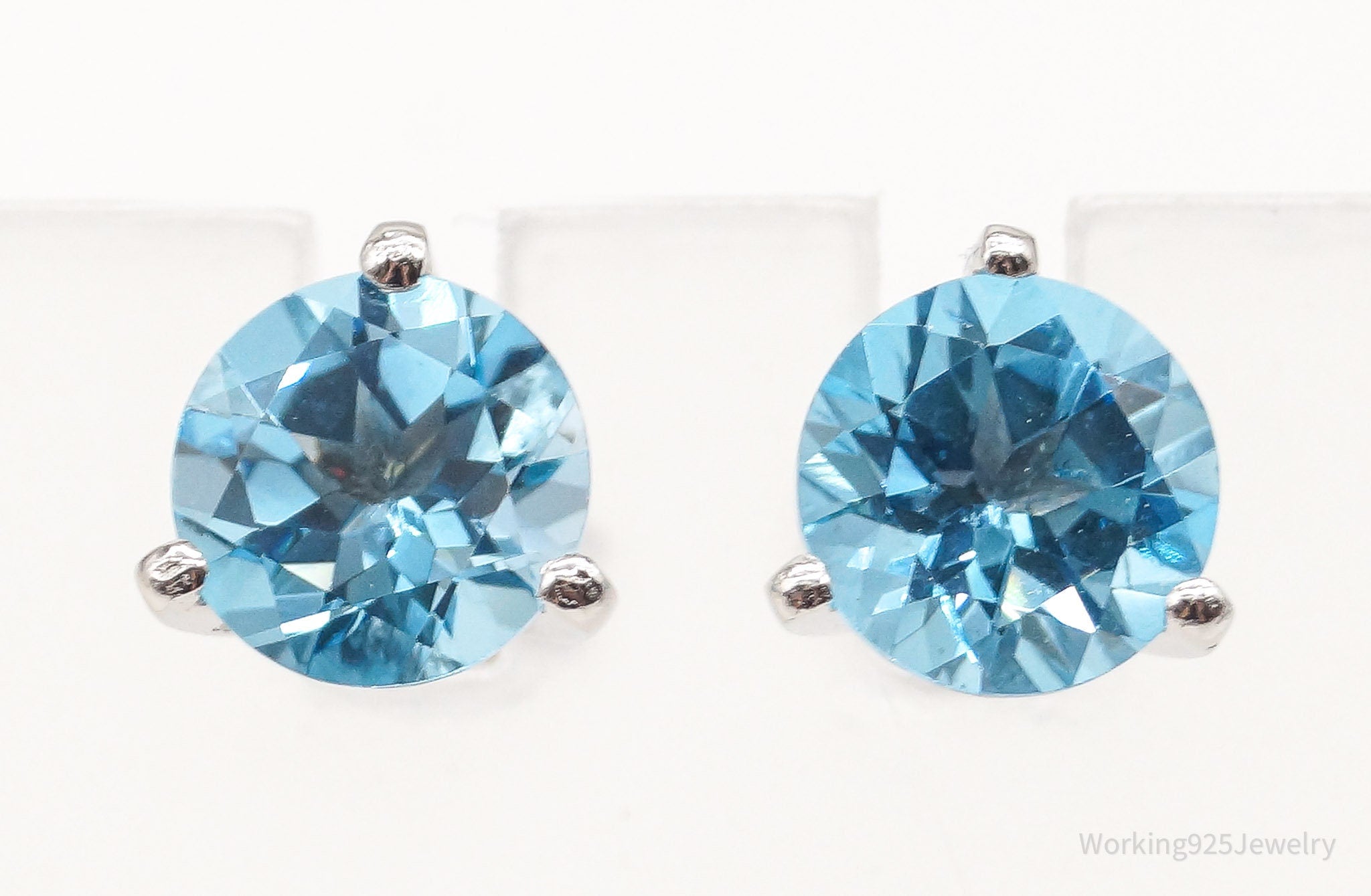 Vintage Blue Topaz Sterling Silver Earrings