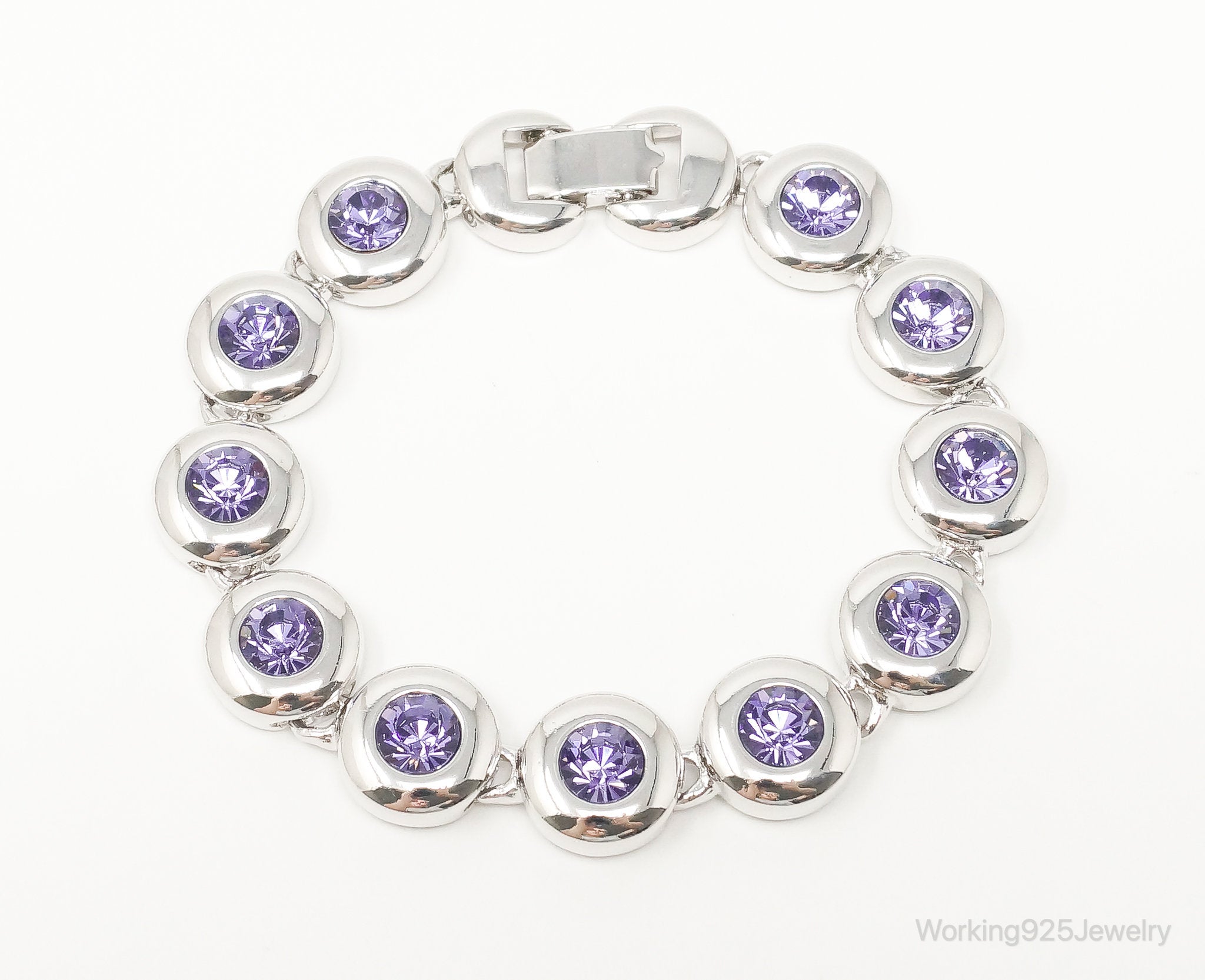 Designer Nolan Miller Purple Stone Silver Tone Bracelet