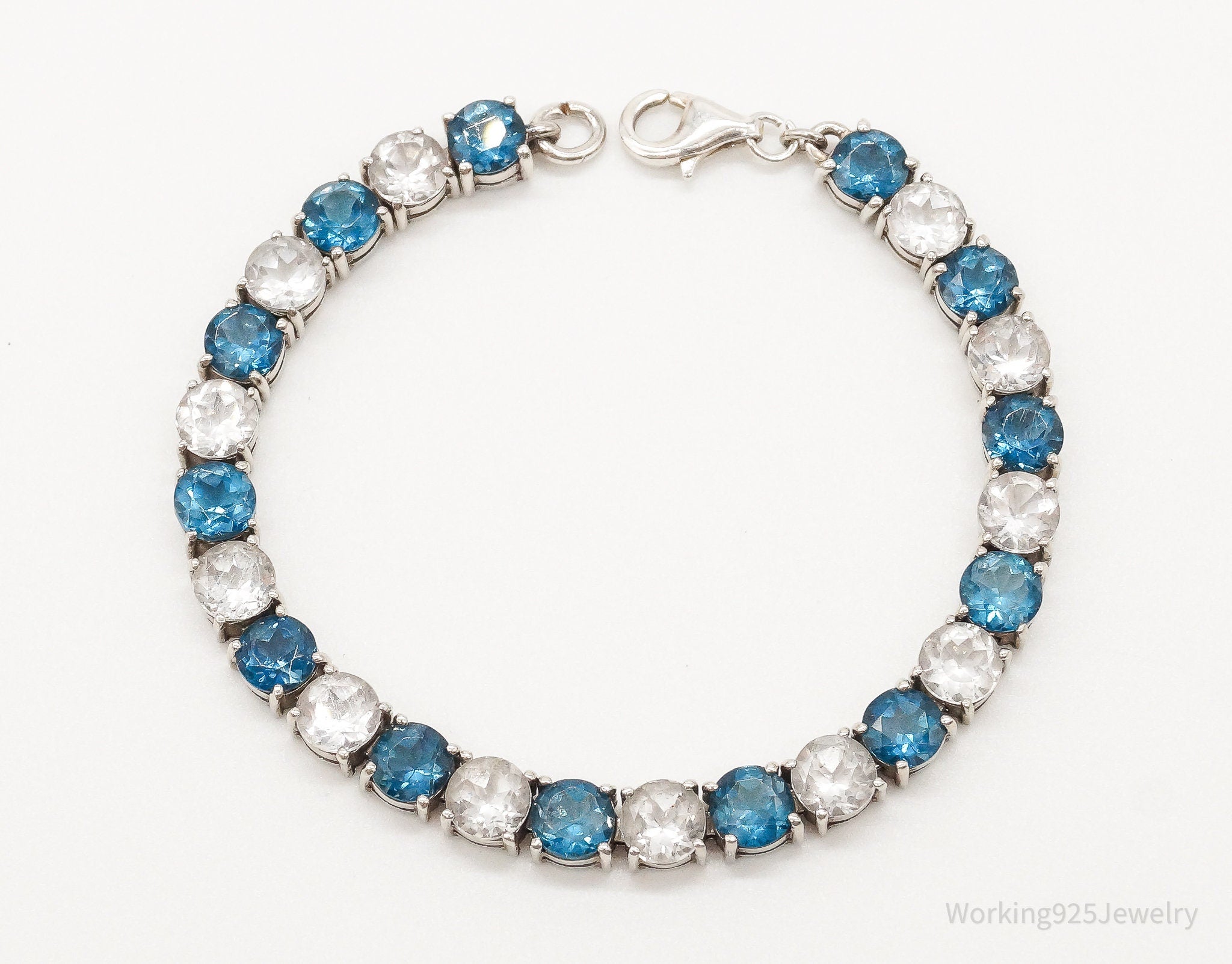 Blue & White Topaz Sterling Silver Bracelet