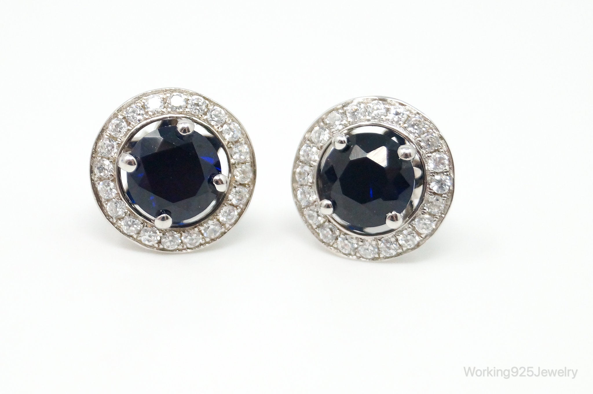 Designer Sapphire Cubic Zirconia Sterling Silver Earrings