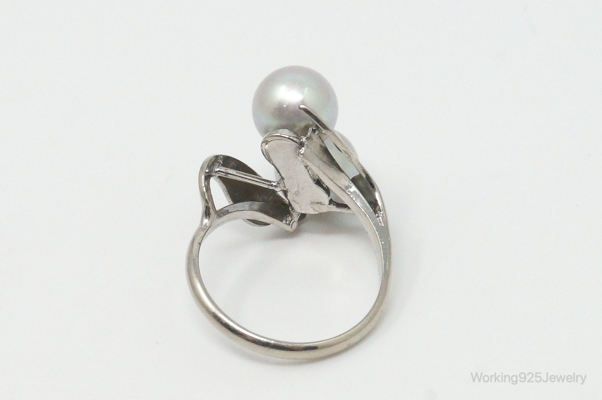 Antique Pearl Silver Ring - Size 5