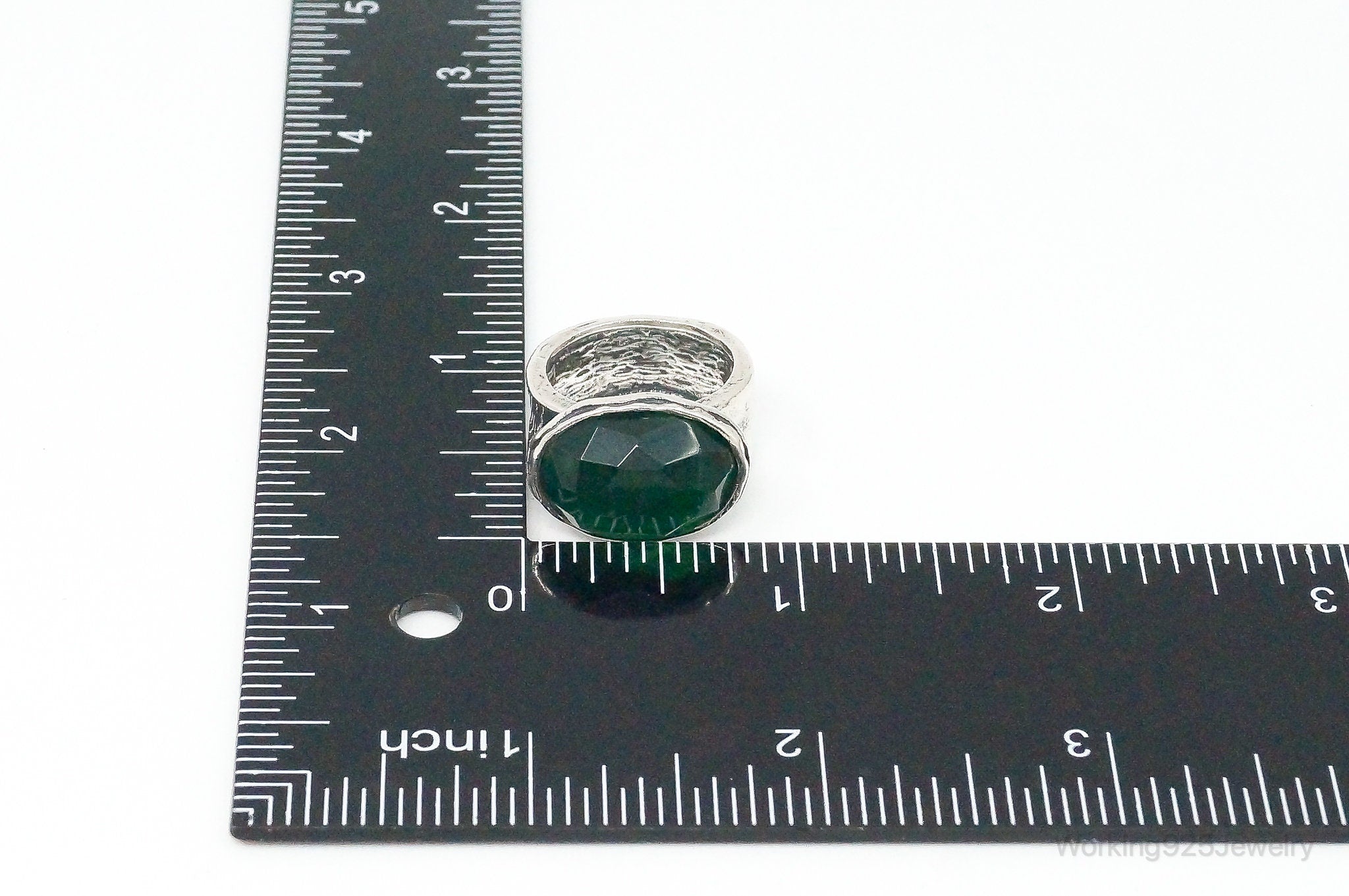 Didae Large Green Quartz Sterling Silver Ring - Size 7