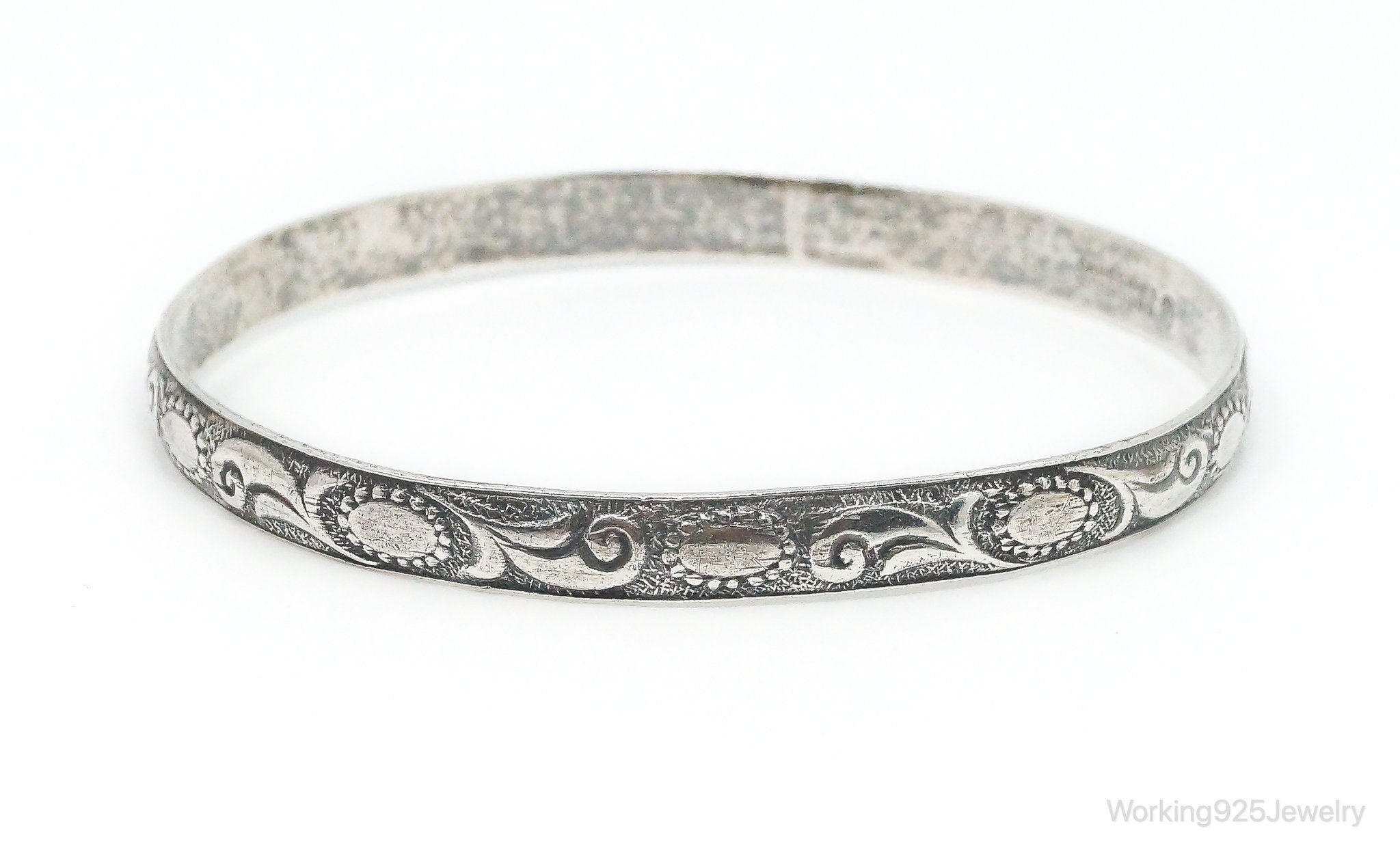 Antique Designer Danecraft Art Deco Sterling Silver Bangle Bracelet