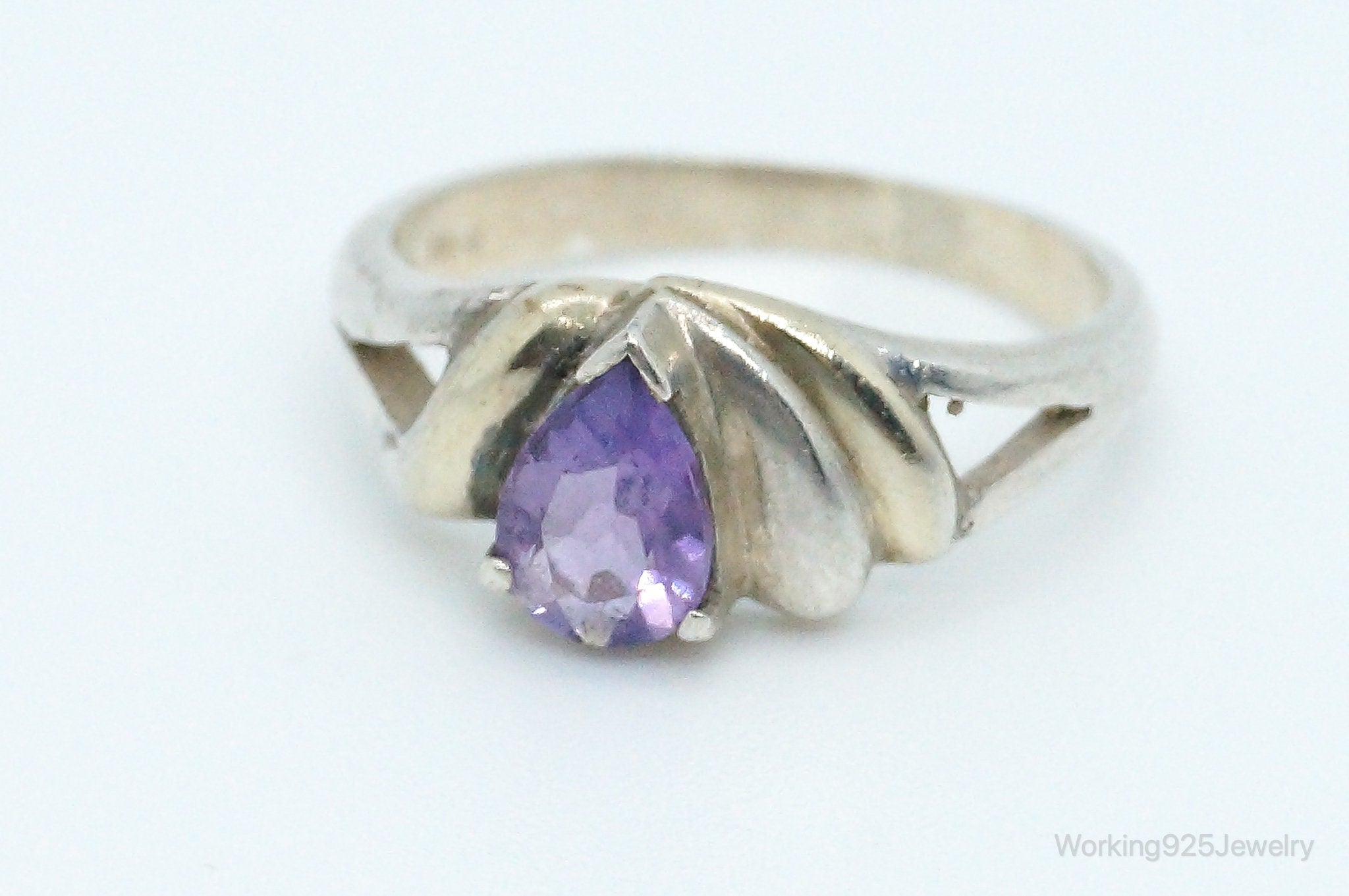 Vintage Amethyst Sterling Silver Ring - Size 7