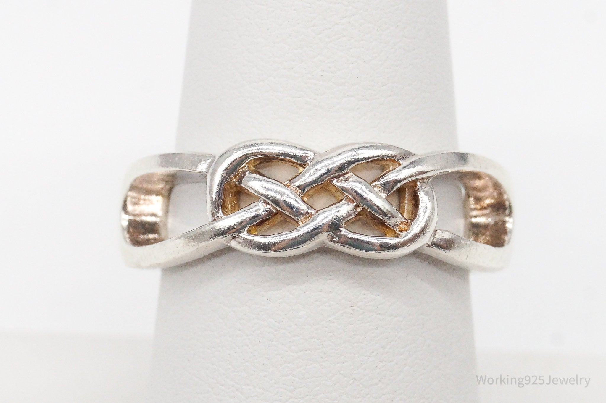 Vintage Celtic Knot Design Cut Out Sterling Silver Ring - Size 7.25