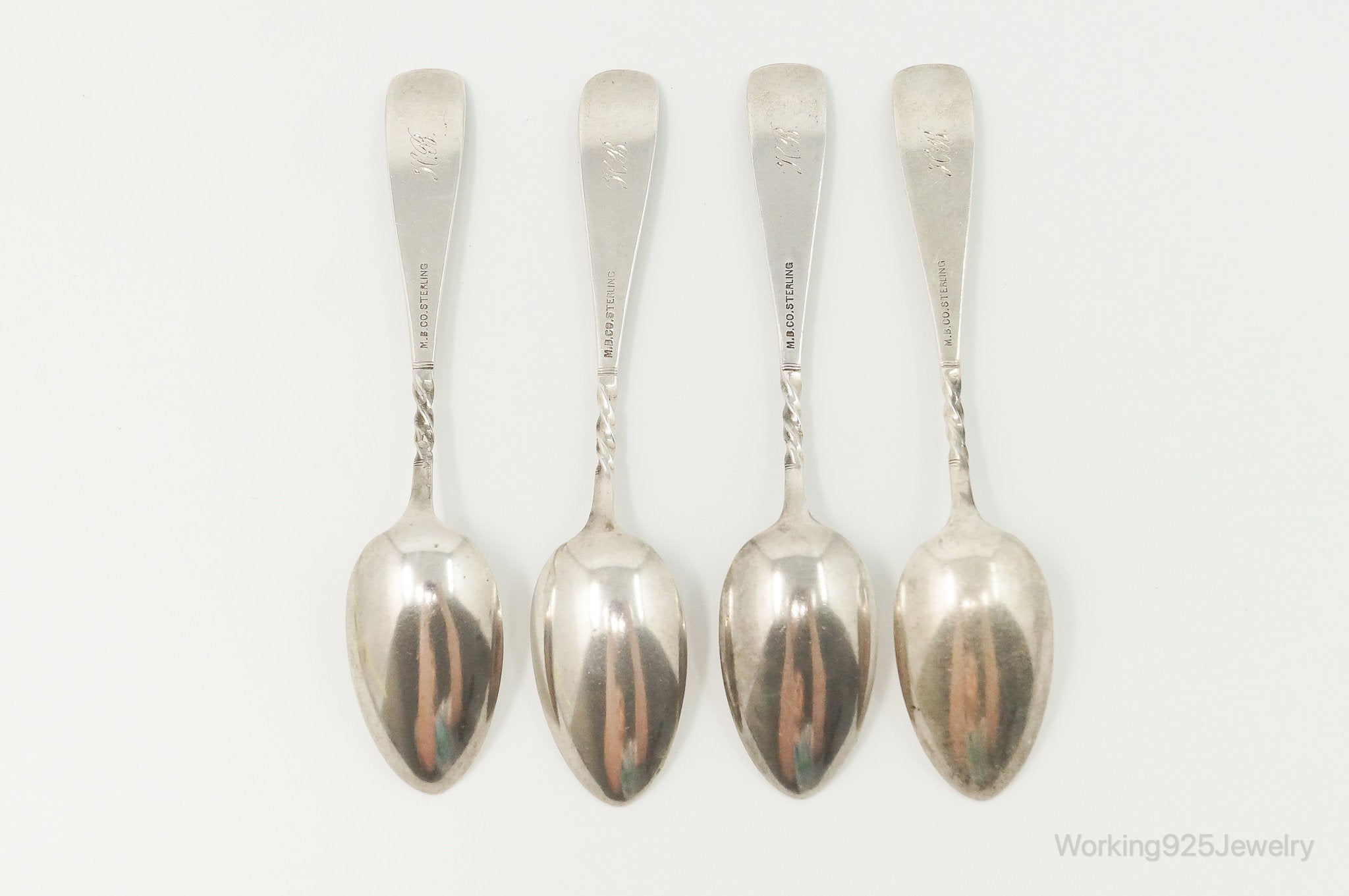 Rare Antique M.B. Co Owl Sterling Silver Spoon Set