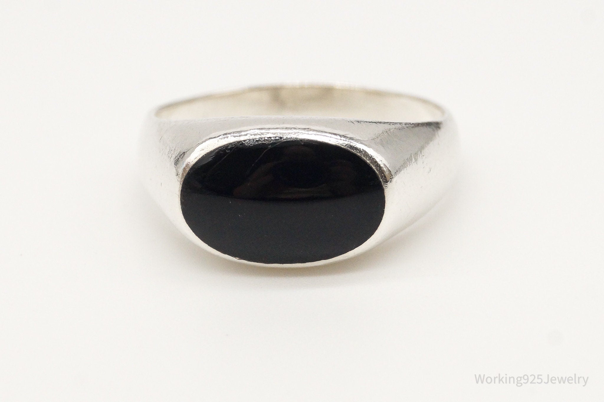 Vintage Black Onyx Sterling Silver Ring - Size 6