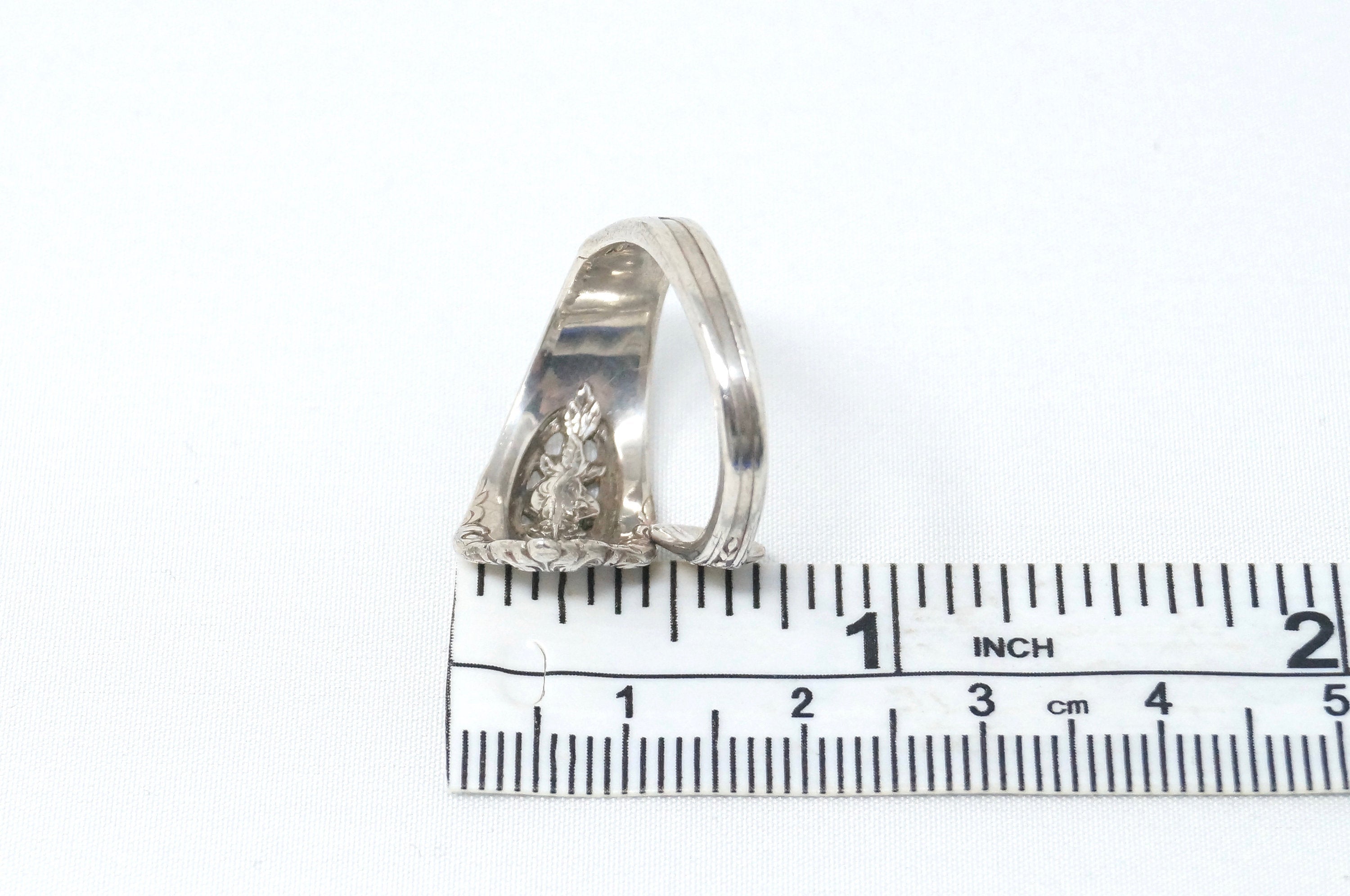 Antique Designer Wallace Repousse Floral Sterling Silver Wrap Spoon Ring Sz 5.5