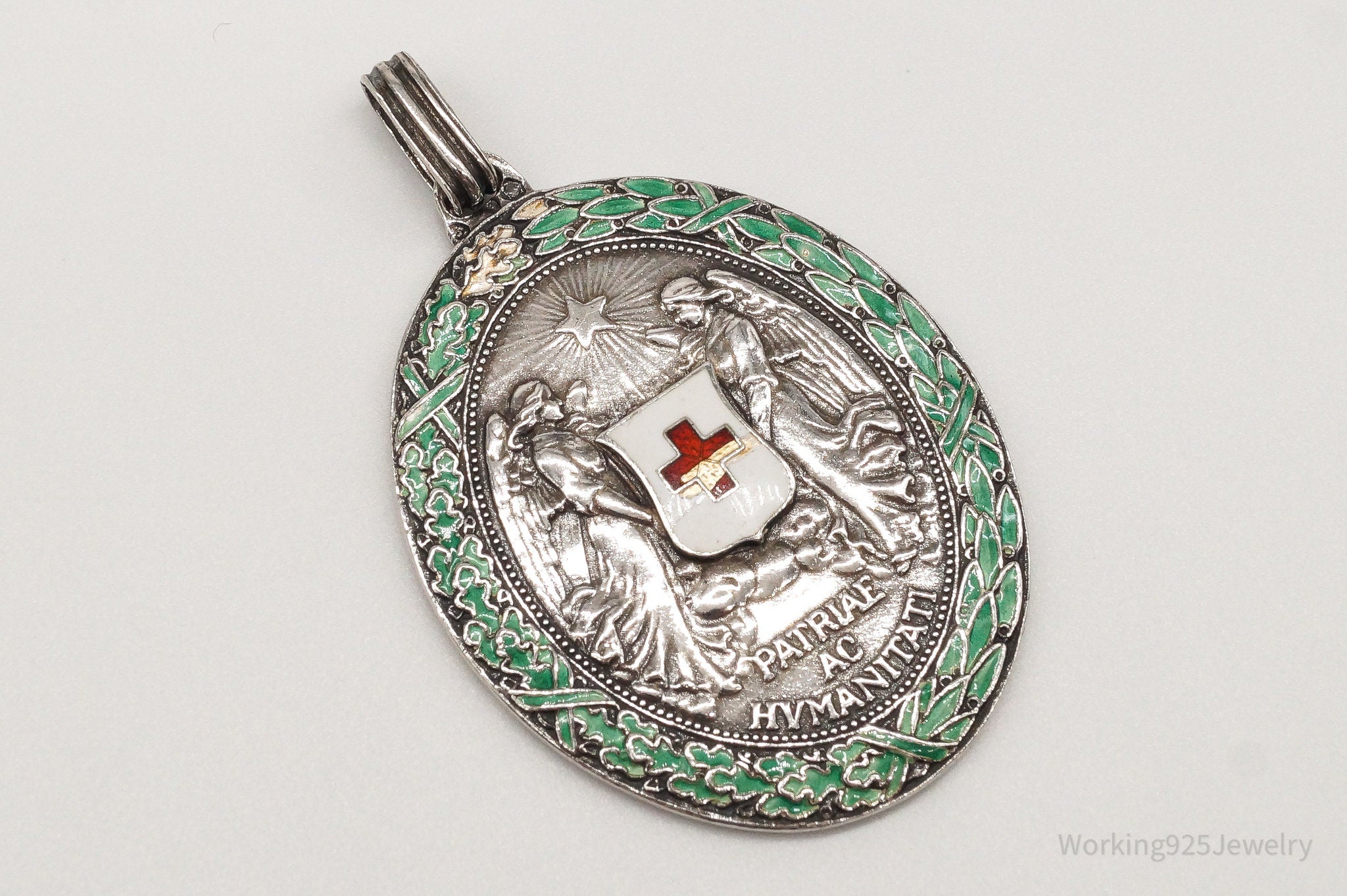 Antique WWI Enameled Silver Patriae Humanitati Merit