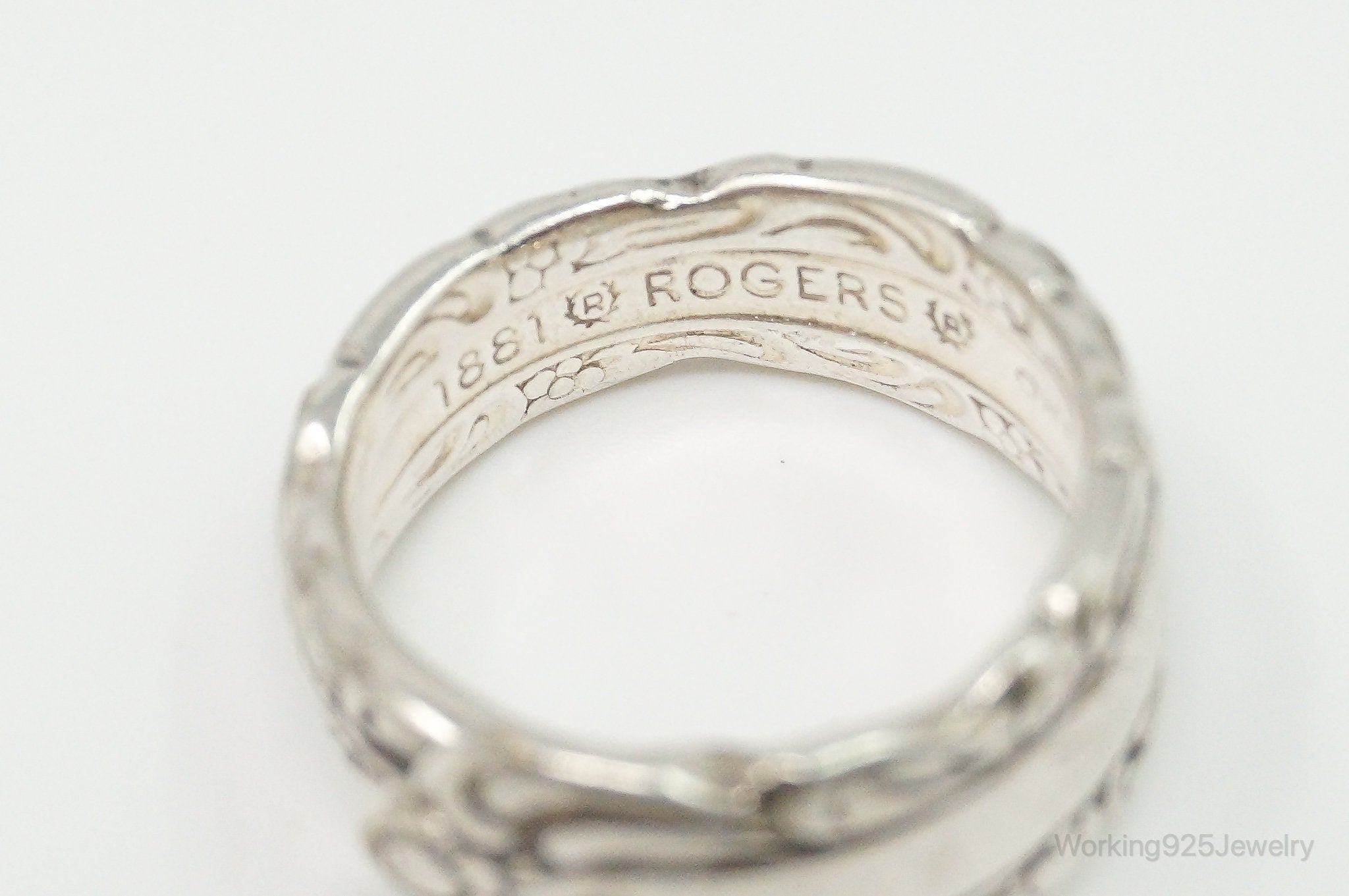 Antique 1881 Rogers Oneida Spoon Wrap Silver Ring - Size 4.75