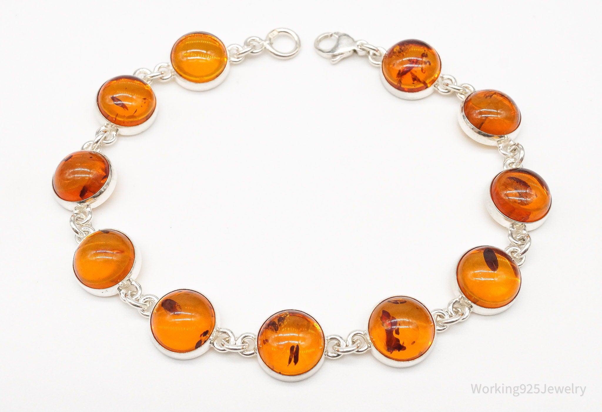 Vintage Amber Modernist Sterling Silver Bracelet