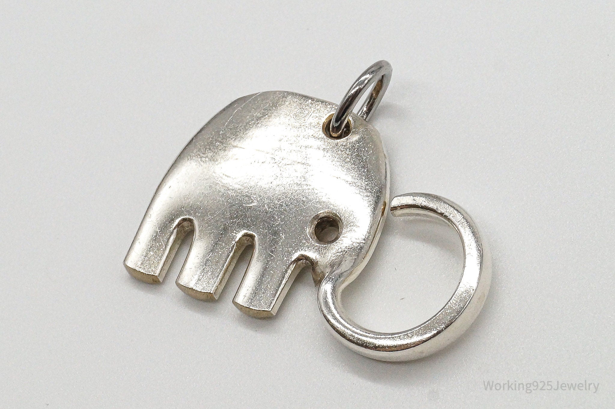 Vintage Elephant Shape Cut Sterling Silver Plated Fork Pendant