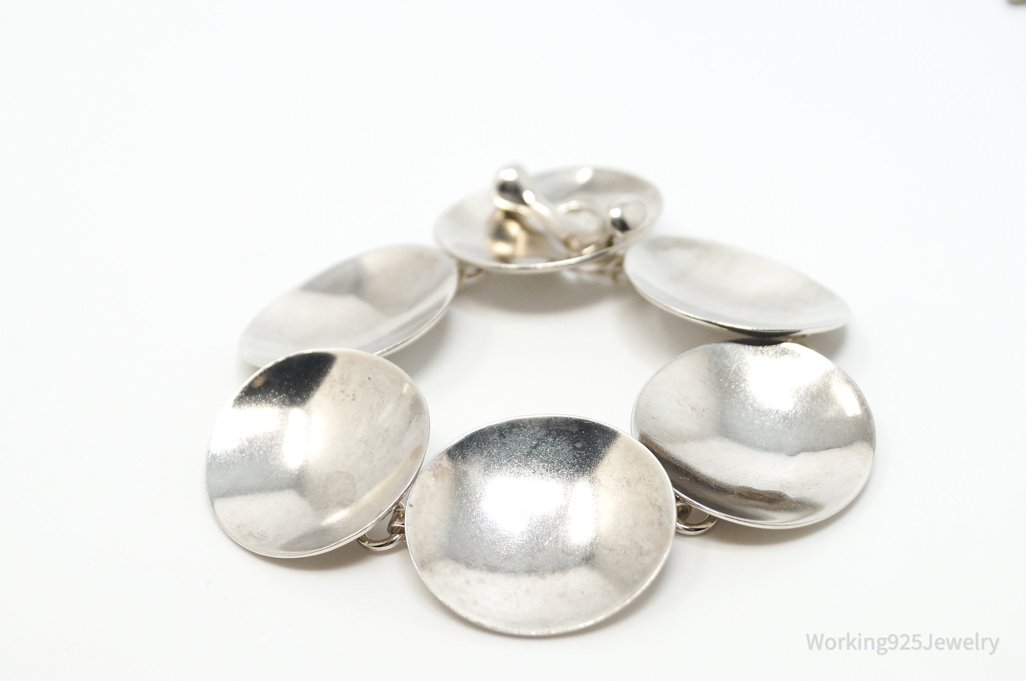 Vintage Designer Robert Lee Morris RLM Modernist Disc Sterling Silver Bracelet