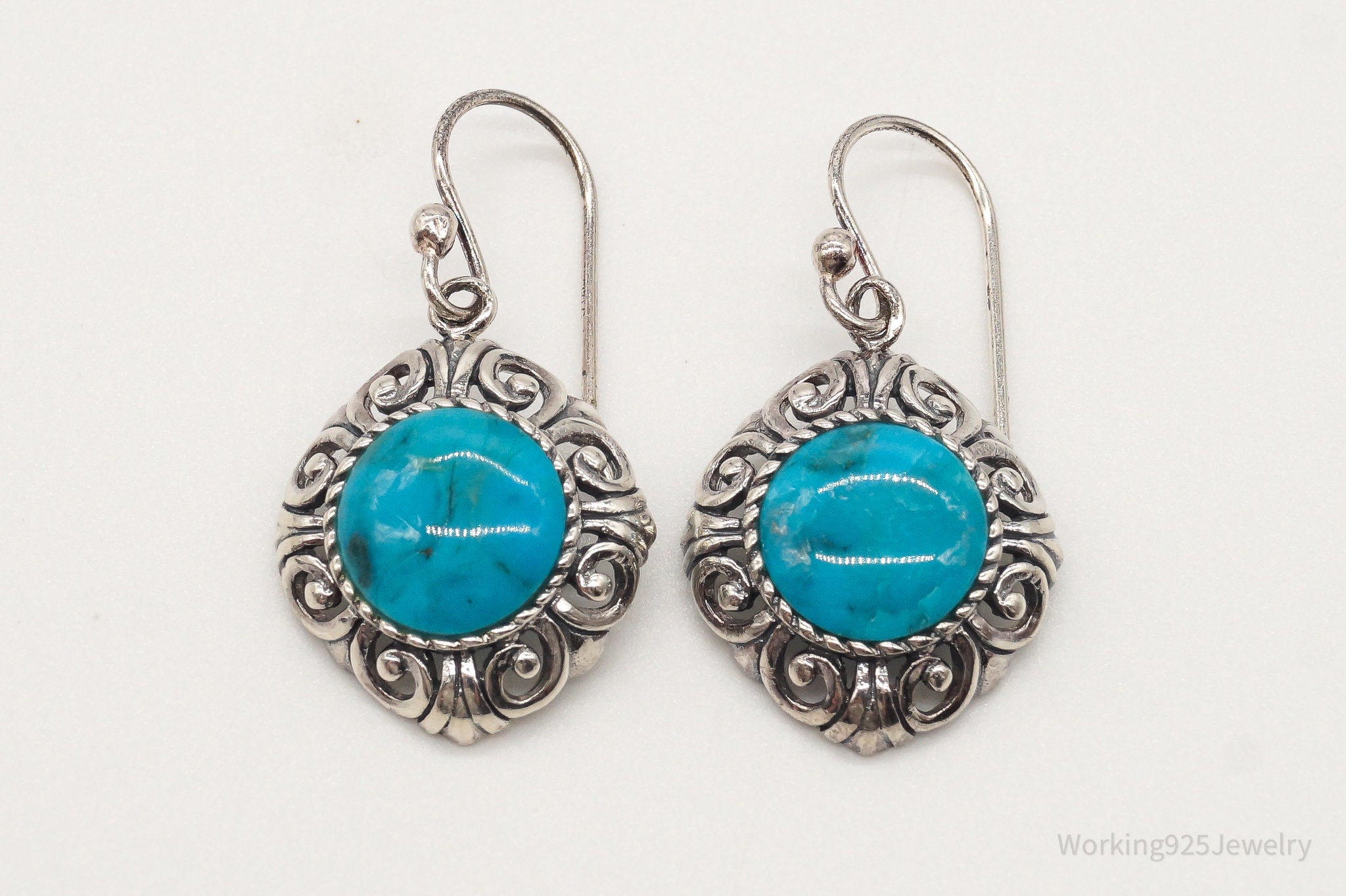 Designer NK Blue Turquoise Sterling Silver Earrings